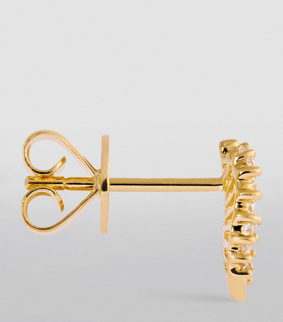 Yellow Gold and Diamond Palm Leaf Stud Earrings YELLOW GOLD Image 3