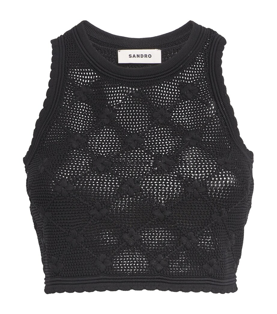 Knitted Crop Top BLACK Image 1