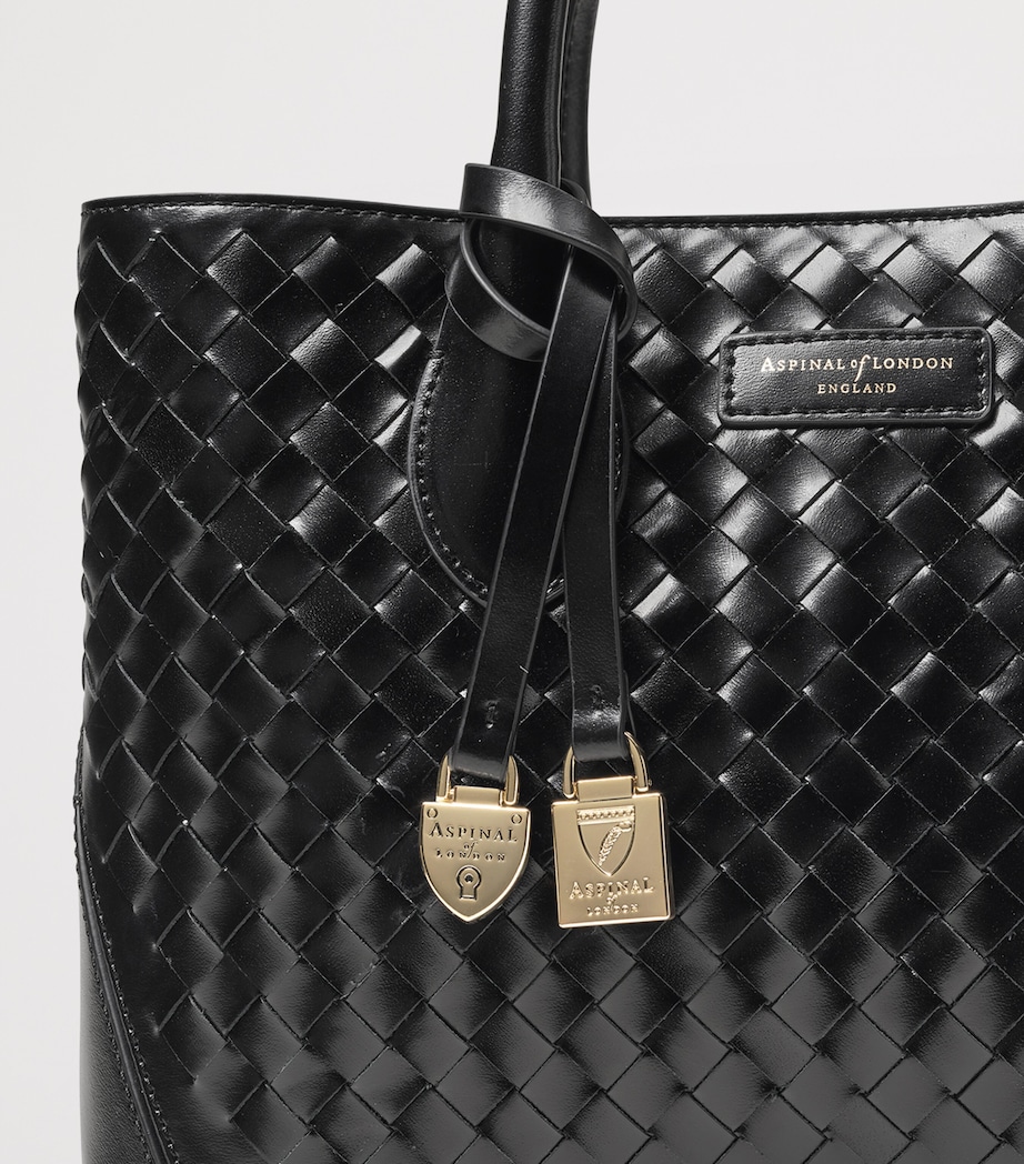 Midi Leather London Tote Bag BLACK Image 6