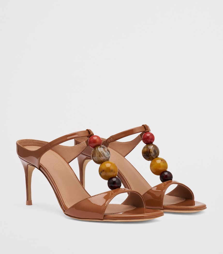 Malone Souliers Patent Leather Beaded Lena Heeled Sandals 70 Caramel Image 3