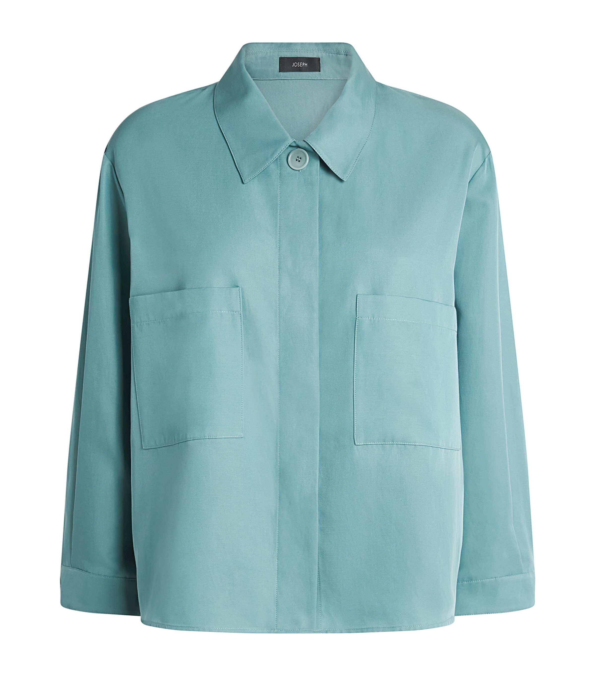 Joseph Womens Satie Patch-pocket Relaxed-fit Cotton And Silk-blend Shirt Lagoon In Blue