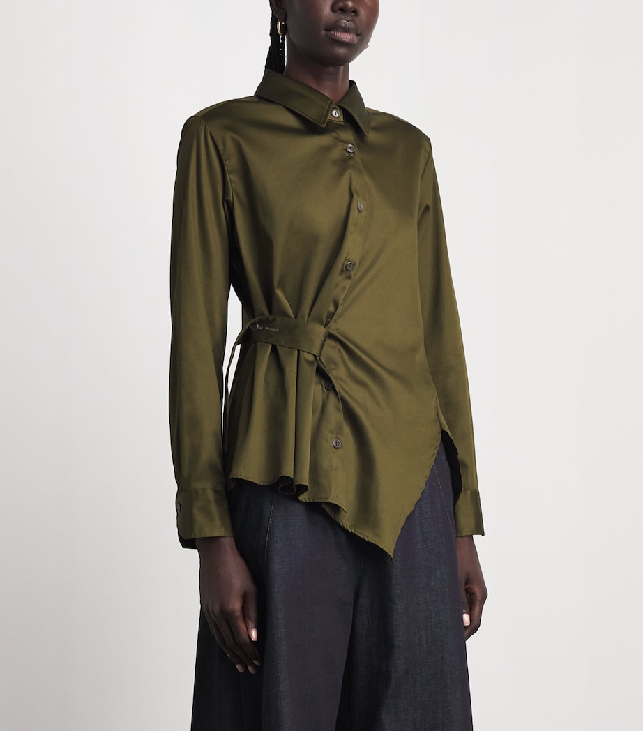 Palmer//Harding Womens Sateen Cotton Twisted Shirt Green Cotton Sateen Image 4