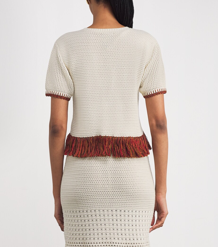 Crochet Fringe Amada T-Shirt IVORY Image 4
