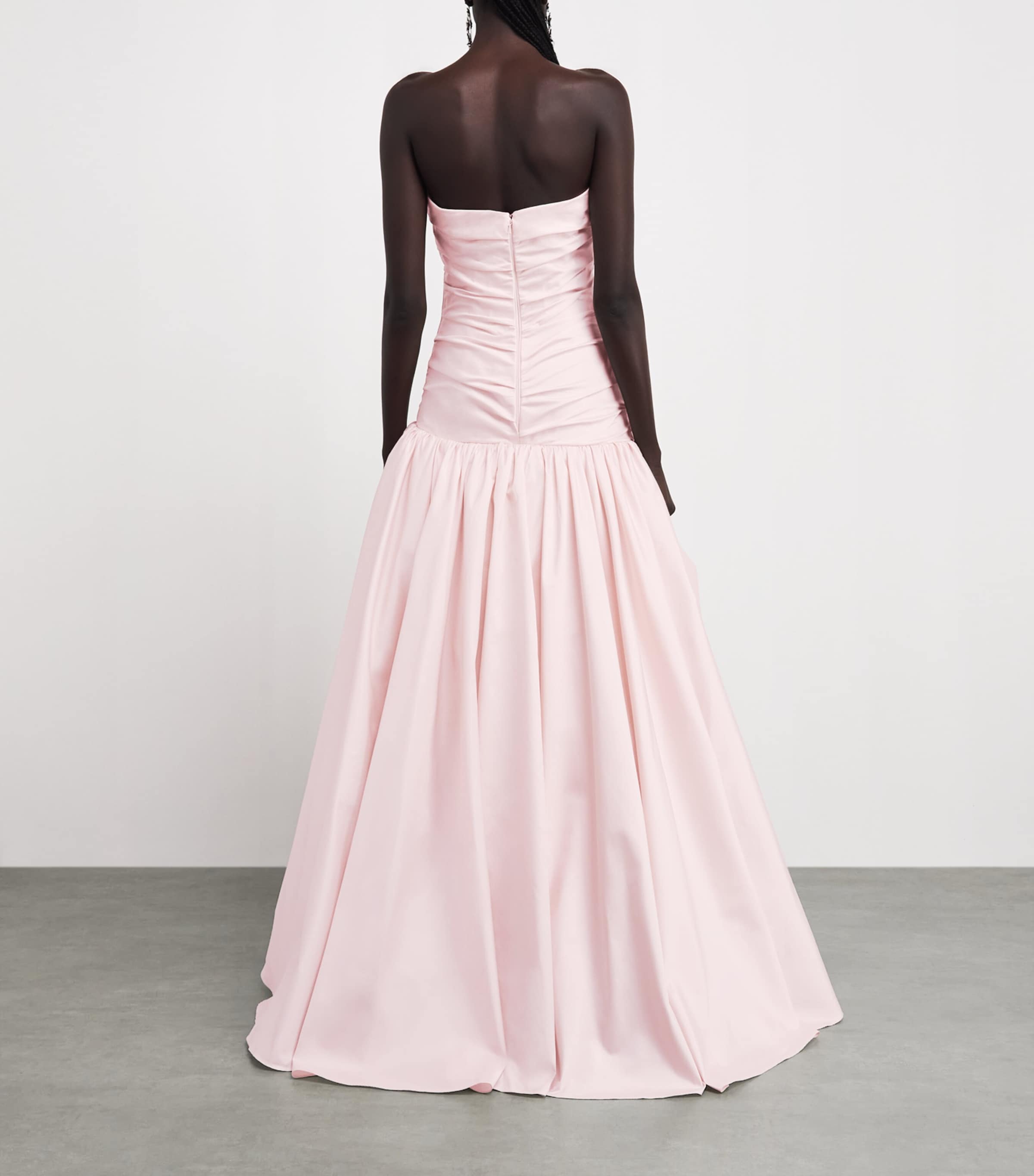 Marmar Halim Womens Taffeta Strapless Draped Gown Pink Image 4