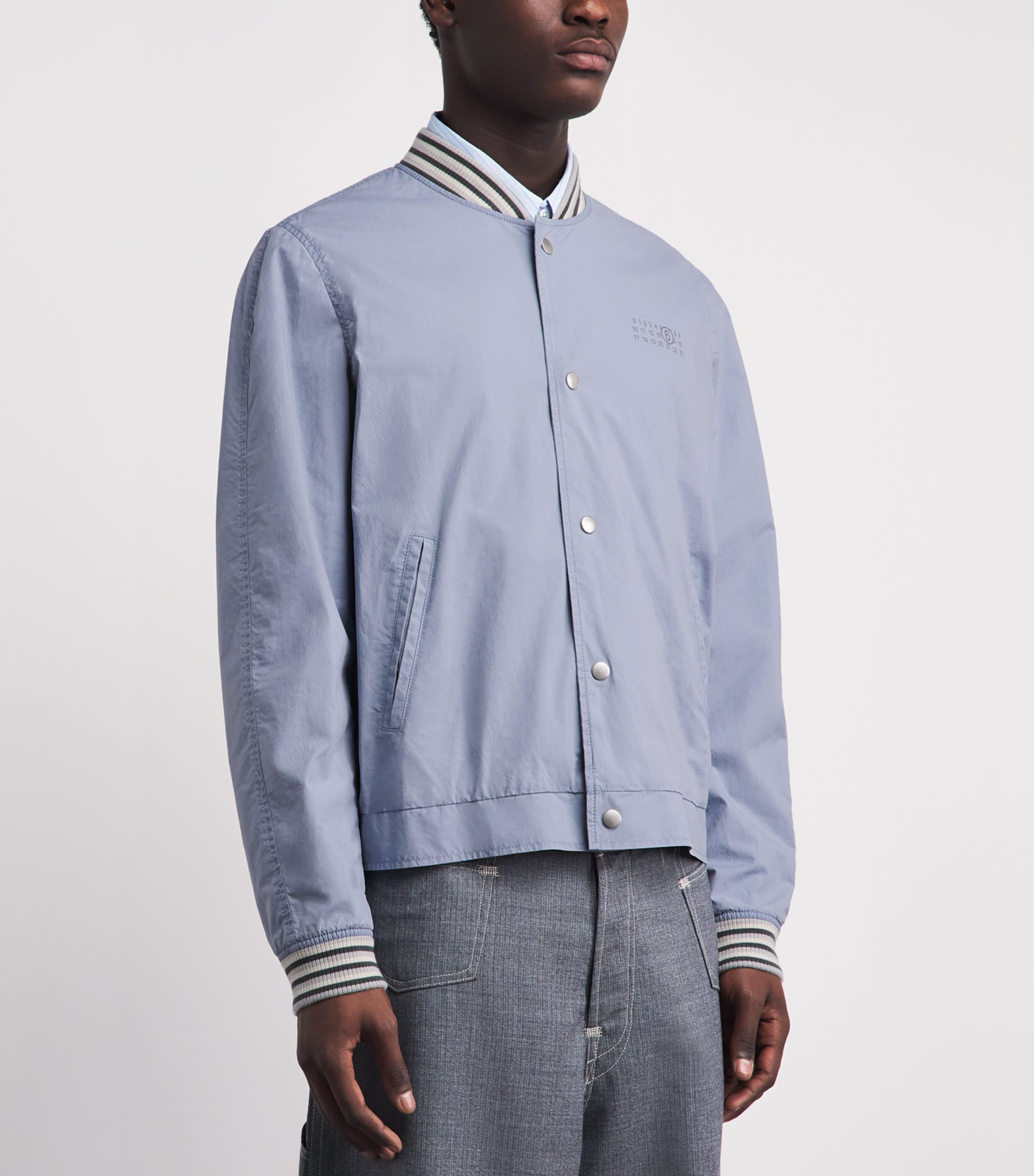 MM6 Maison Margiela Mens Cotton Numeric Print Bomber Jacket Blue Image 4