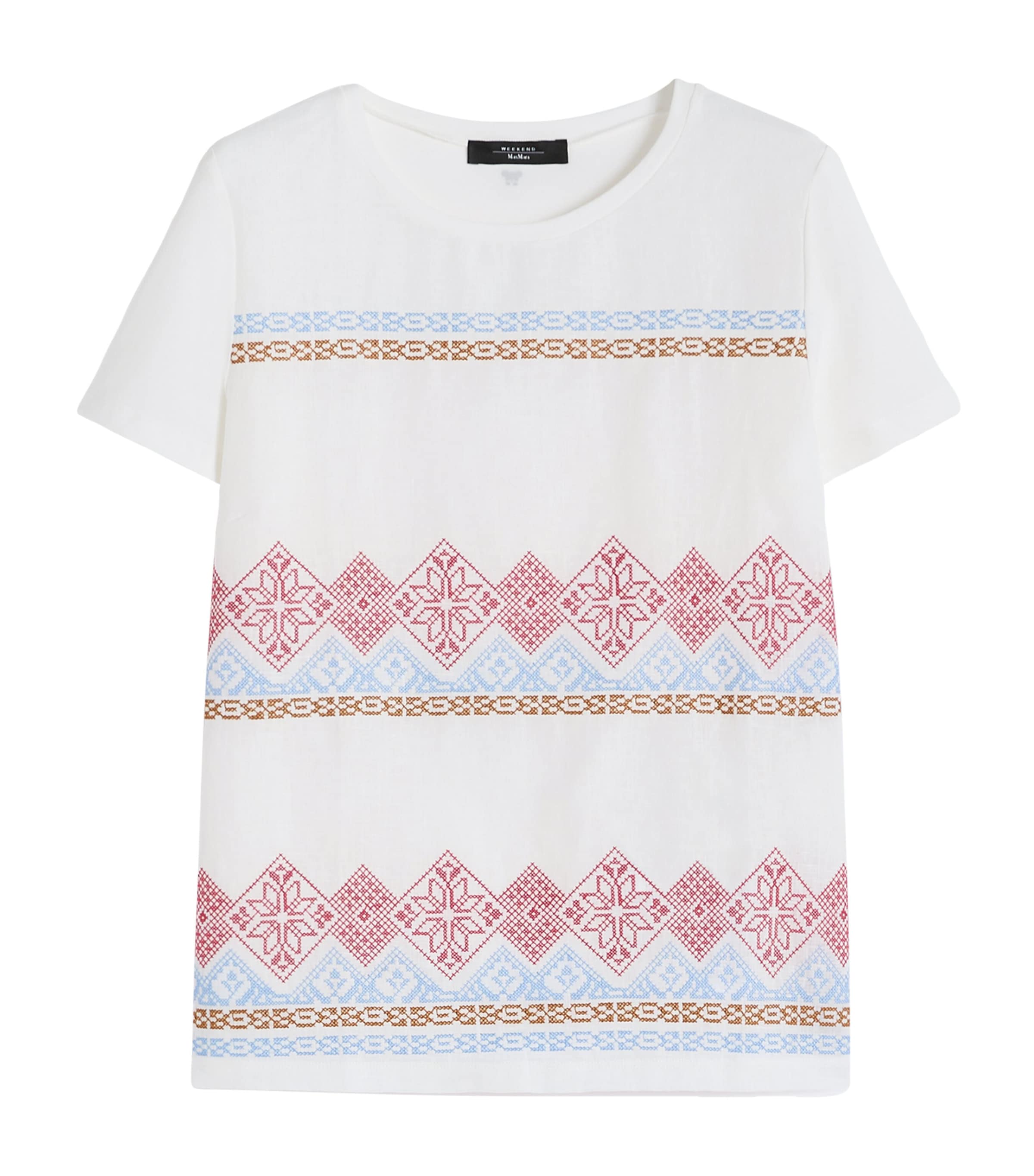 Weekend Max Mara Womens Cotton-Jersey Embroidered T-Shirt White Image 1