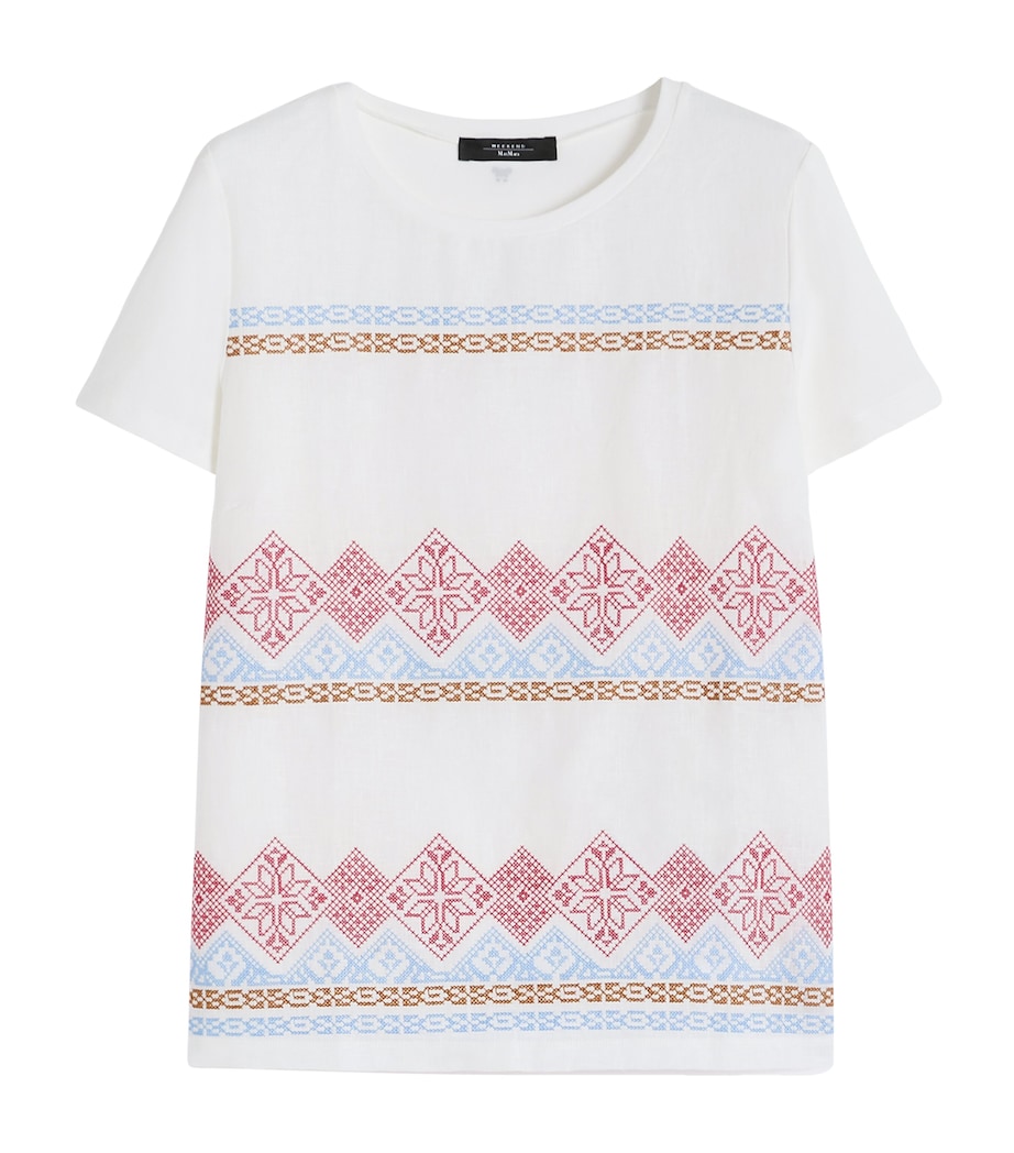 Weekend Max Mara Womens Cotton-Jersey Embroidered T-Shirt White Image 1