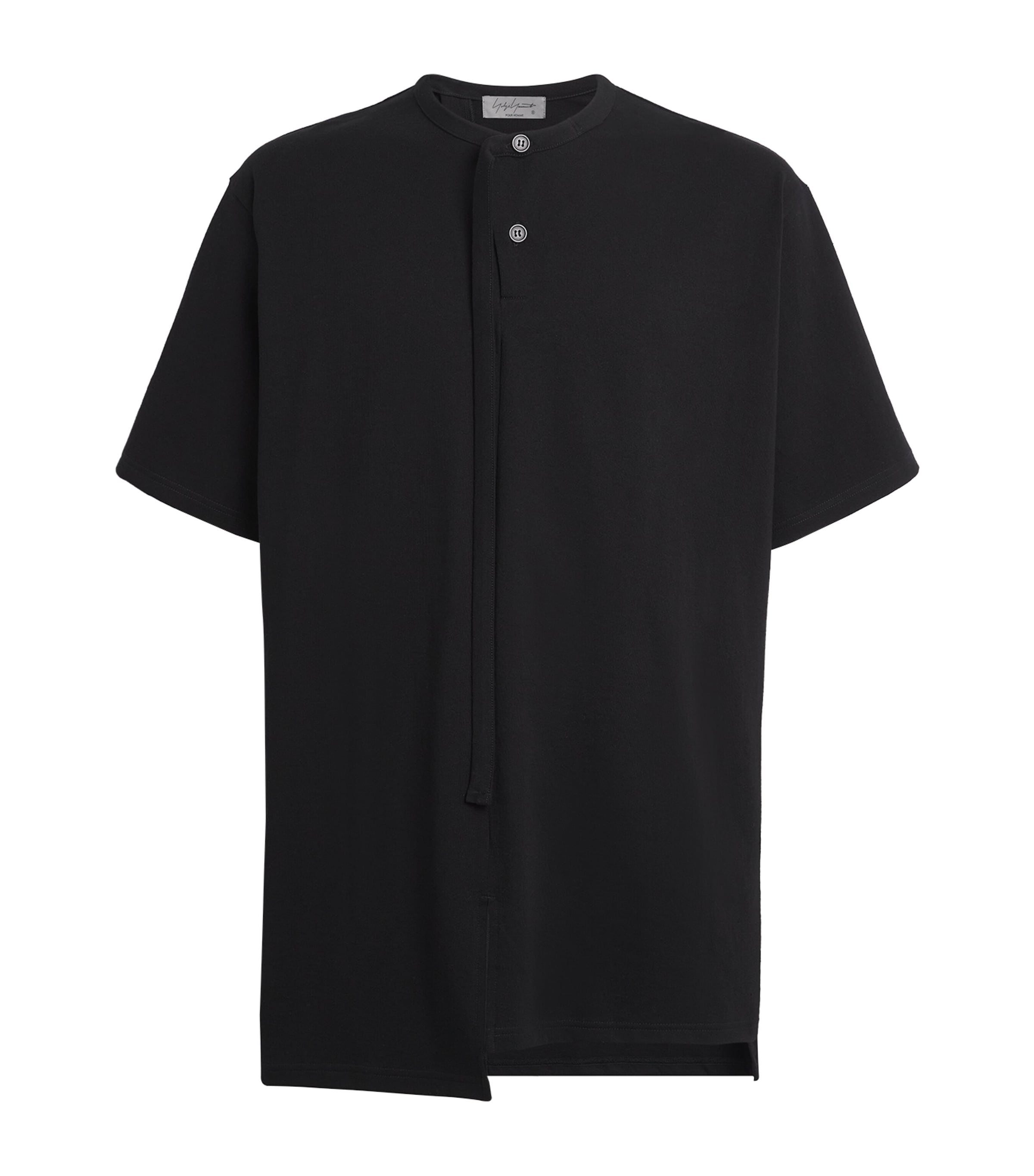 Yohji Yamamoto Black Cotton Binder-Detail Henley T-Shirt | Harrods US