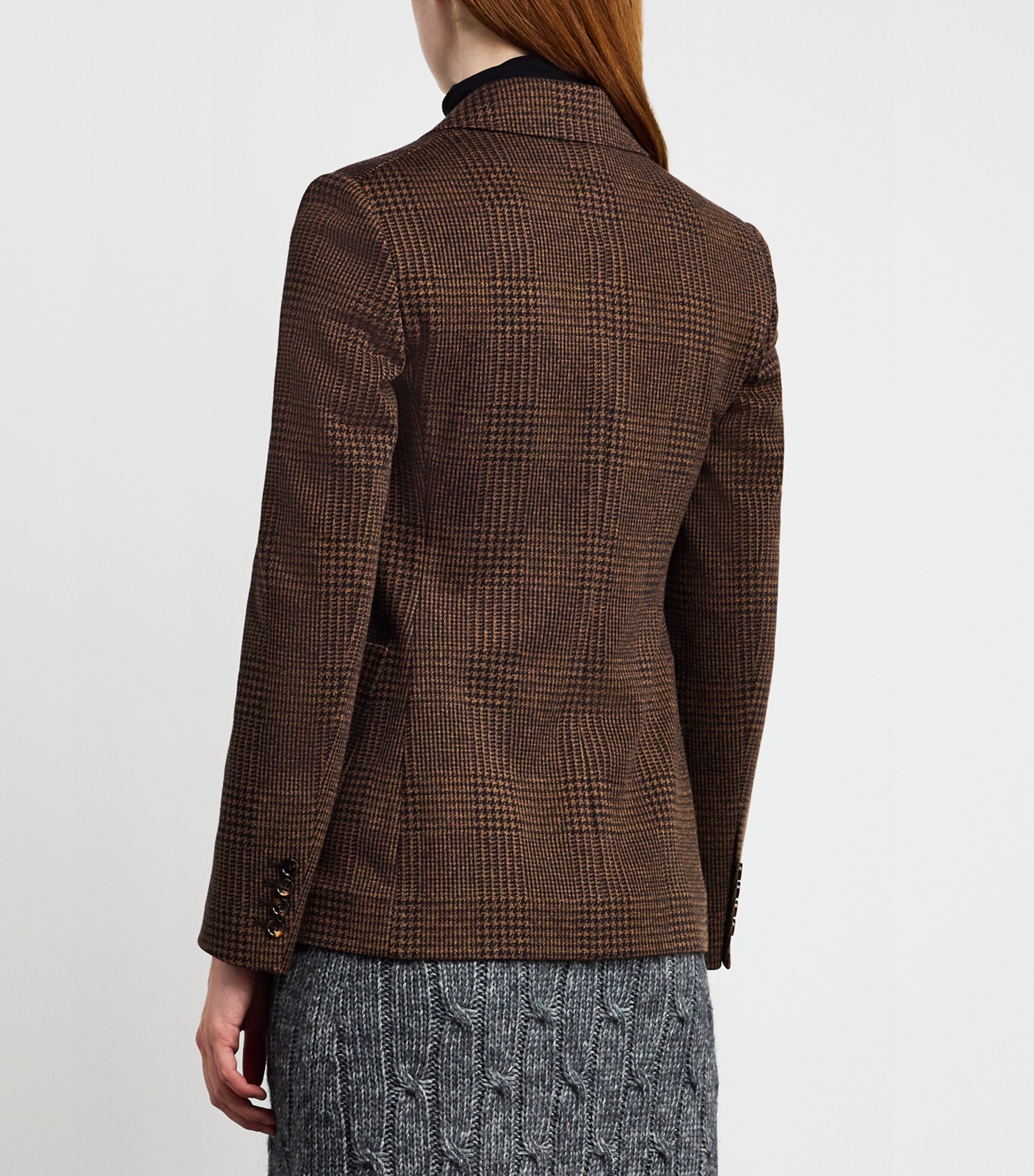 Cotton-Blend Houndstooth Blazer CHOCOLATE Image 4
