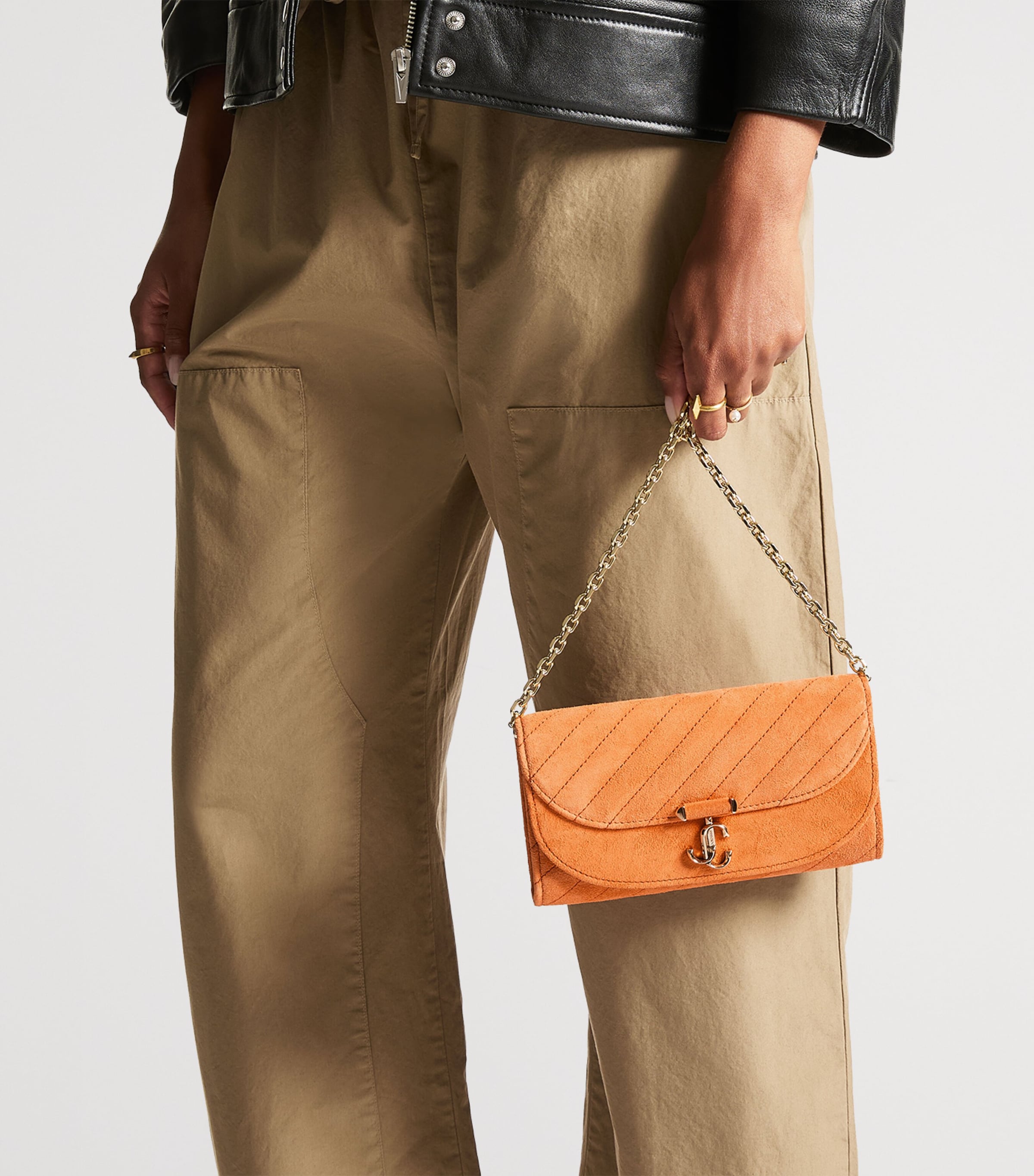 Jimmy Choo Curve Leather Chain Wallet Sunset Orange/shiny Image 2