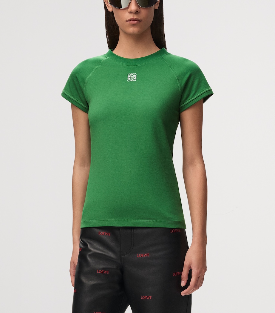 LOEWE Womens Anagram Logo T-Shirt Green Image 3
