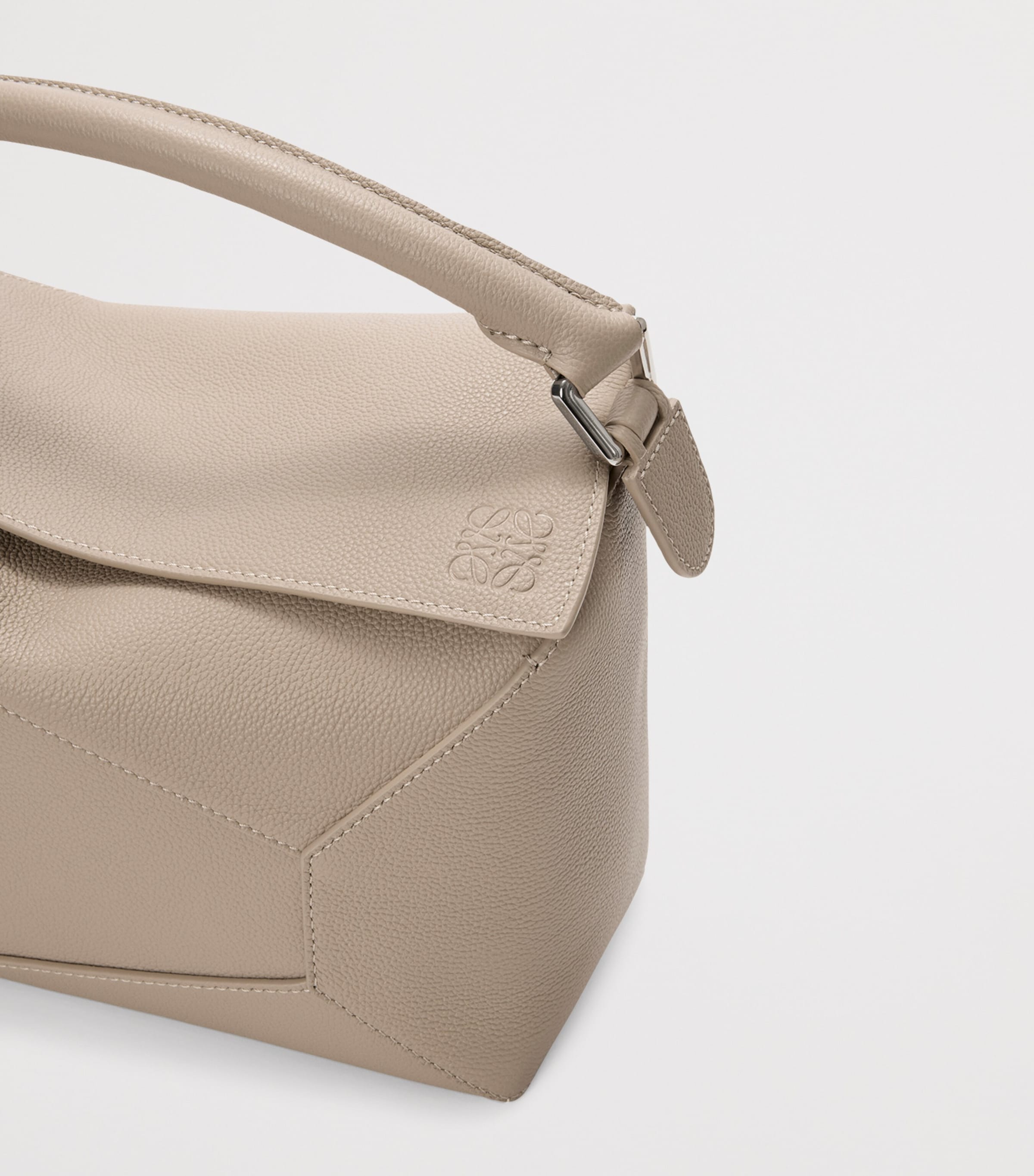 Medium Leather Puzzle Edge Top-Handle Bag CLAY Image 7