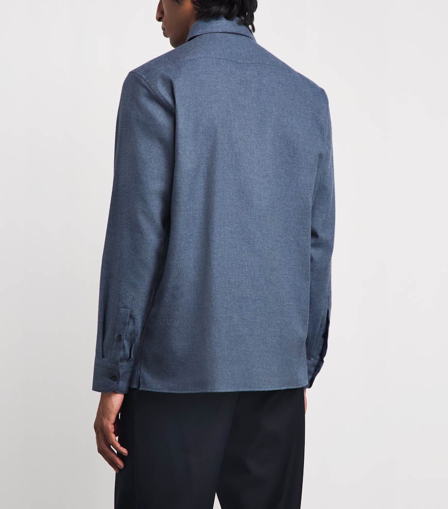 Colombo Mens Cotton Twill Shirt Blue Denim Image 5