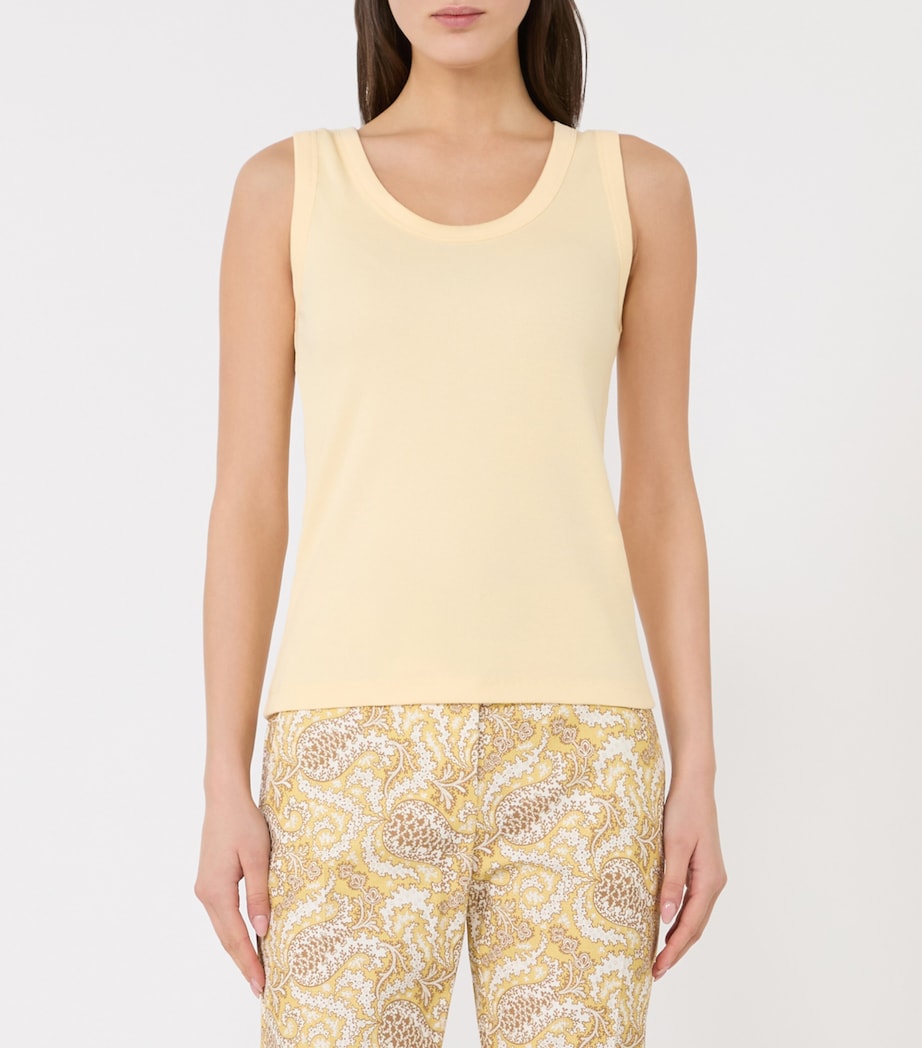 Weekend Max Mara Womens Stretch-Cotton Ribbed Tank Top Light Yellow Image 2