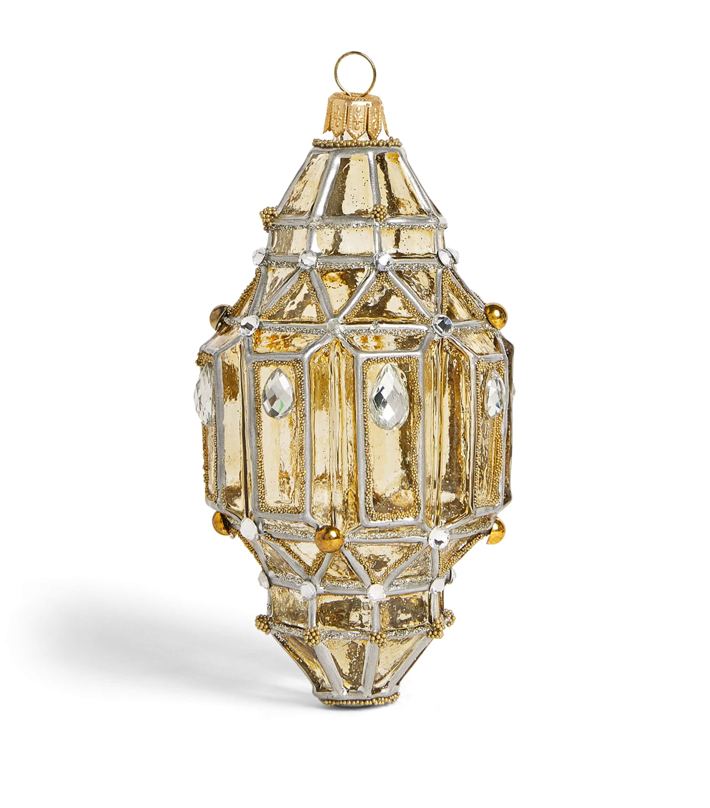 Shop Harrods Glass Lantern Tree Decoration In Gold