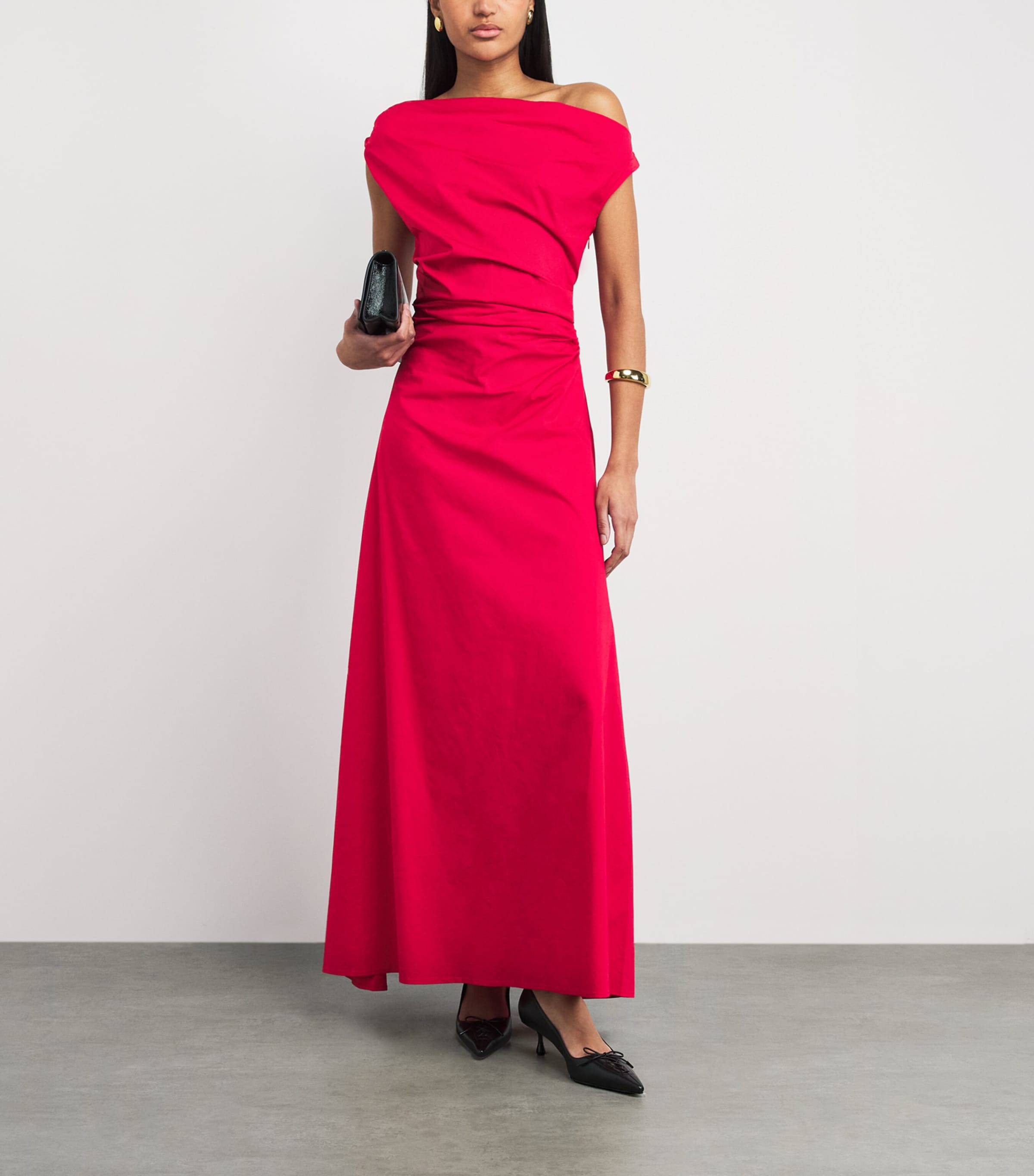 STAUD Womens Silk-Blend Phare Maxi Dress Chry Cherry Image 2