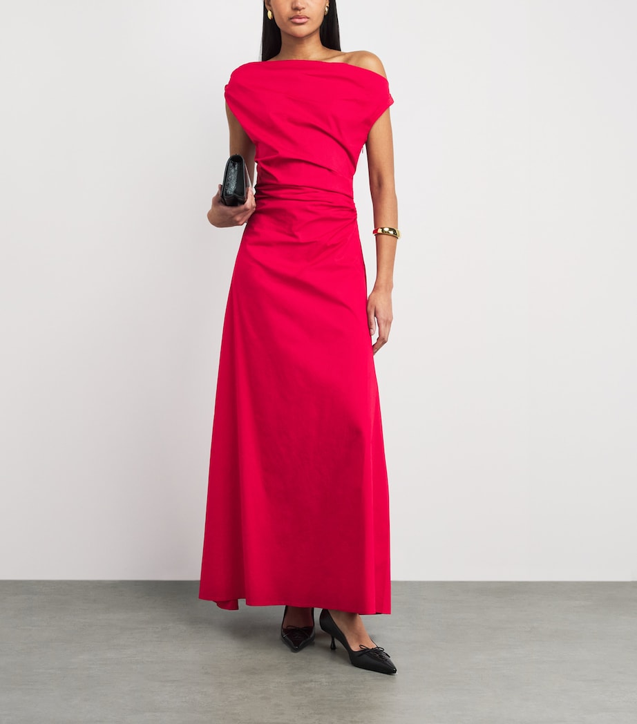 STAUD Womens Silk-Blend Phare Maxi Dress Chry Cherry Image 2