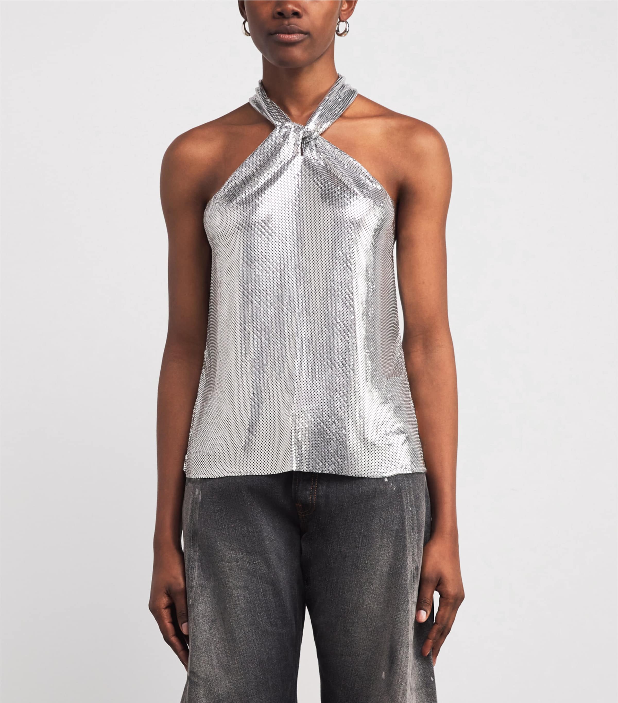 Chainmail Halterneck Top P040 SILVER Image 3