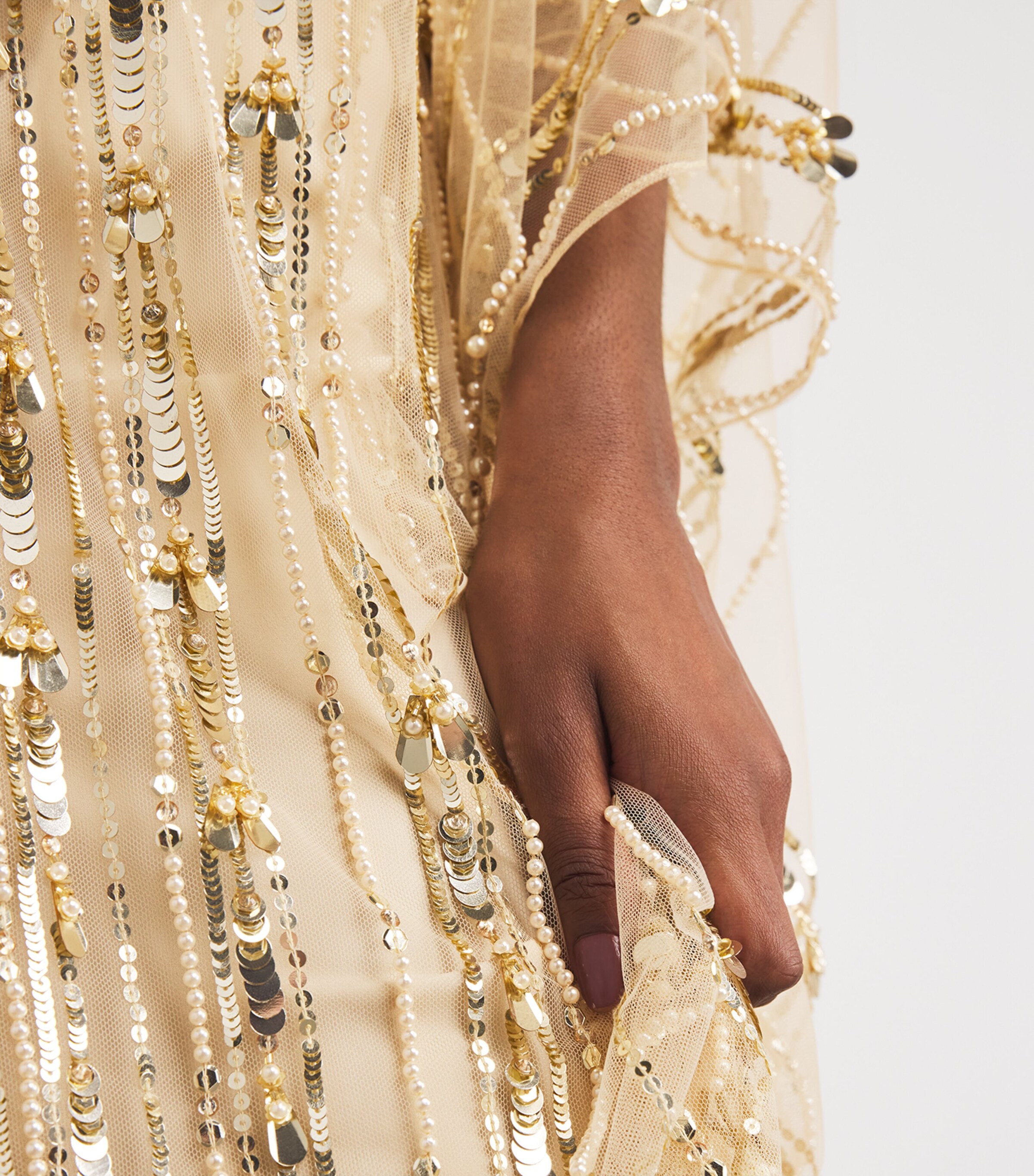Pamella Roland Tulle Embellished Kaftan Maxi Dress