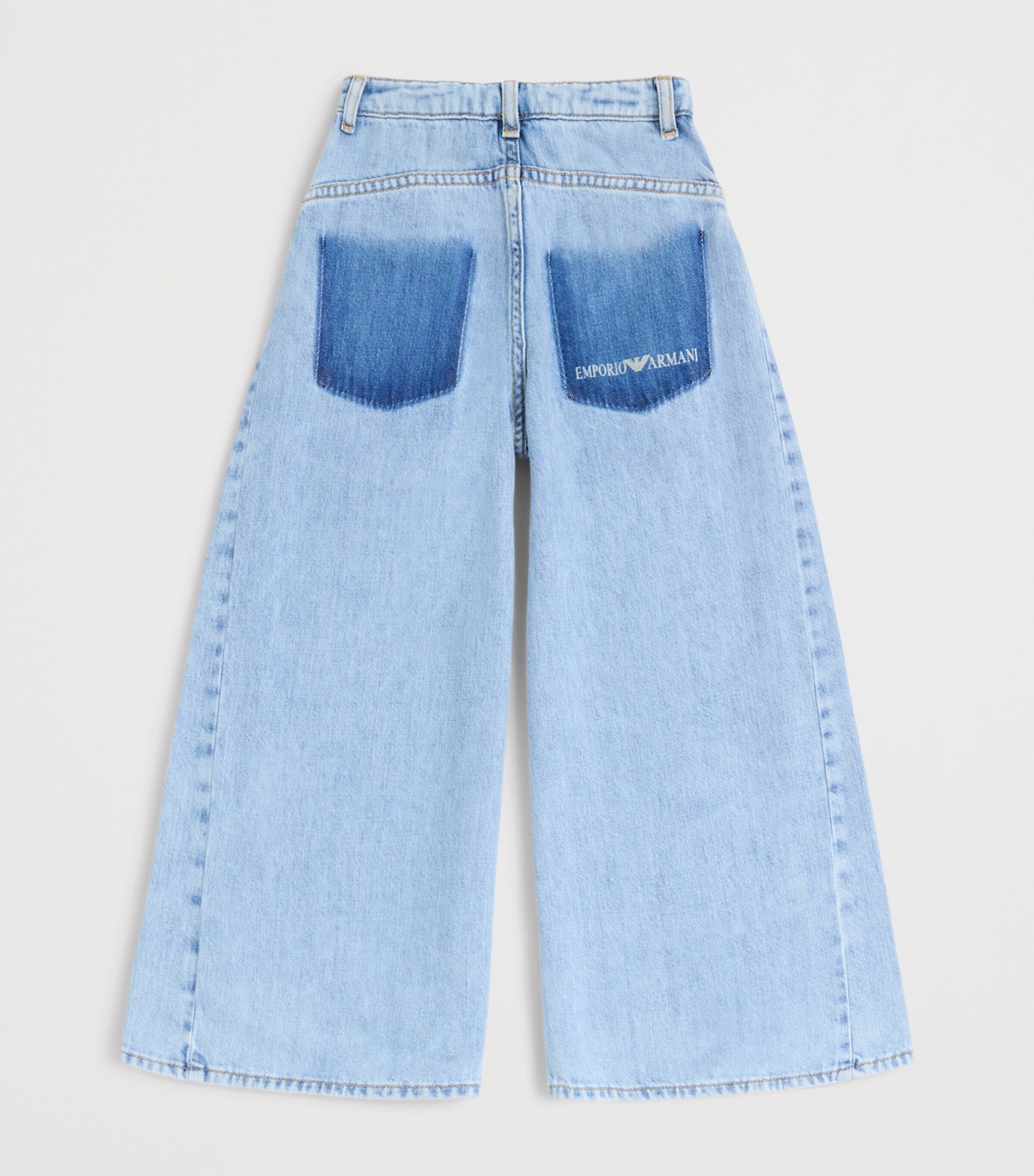 Emporio Armani Kids Cotton-Lyocell Wide-Leg Jeans (4-14 Years) Light Blue Denim Image 2
