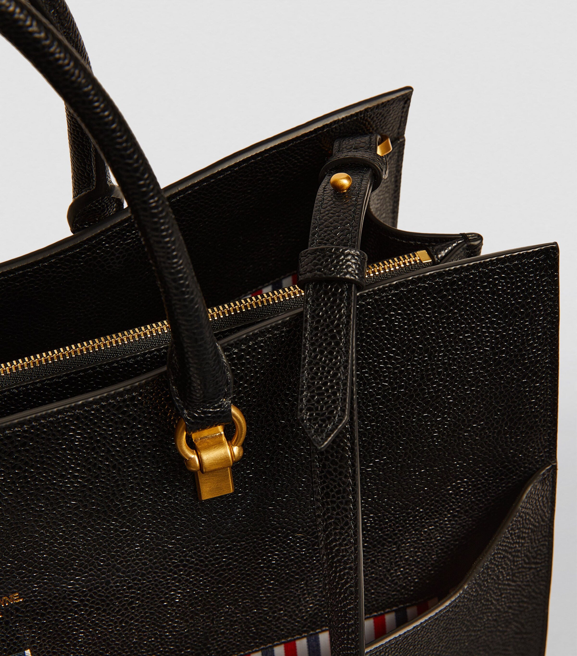 Large Leather Duet Tote Bag BLACK Image 6