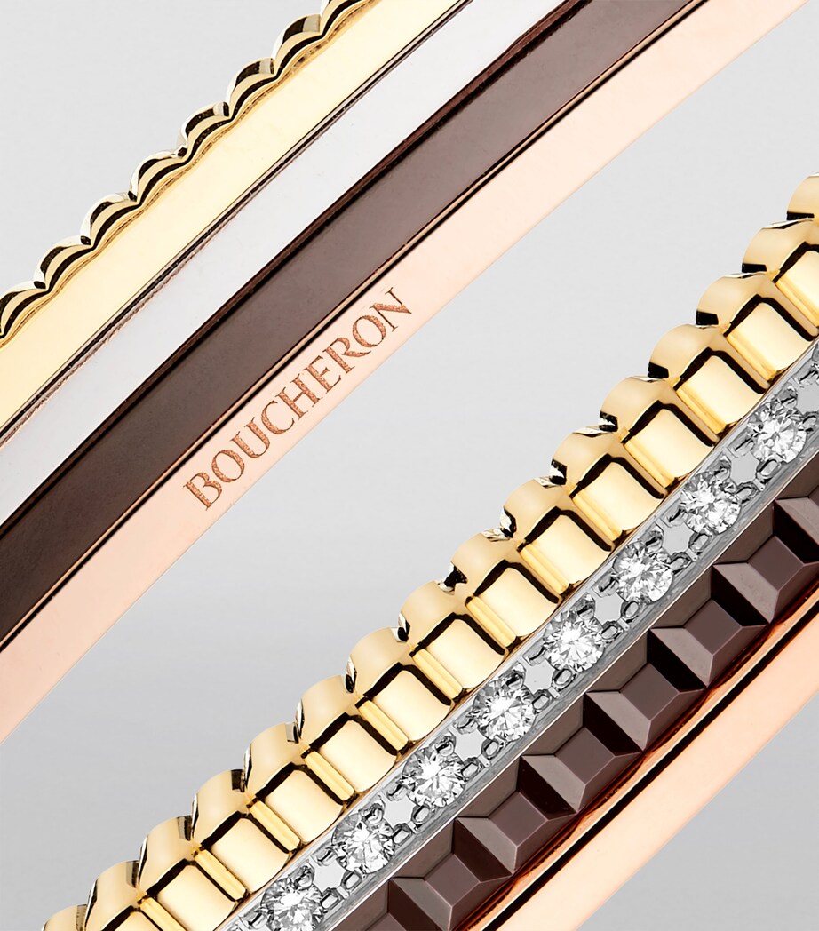 Mixed Gold and Diamond Quatre Bangle BROWN Image 4