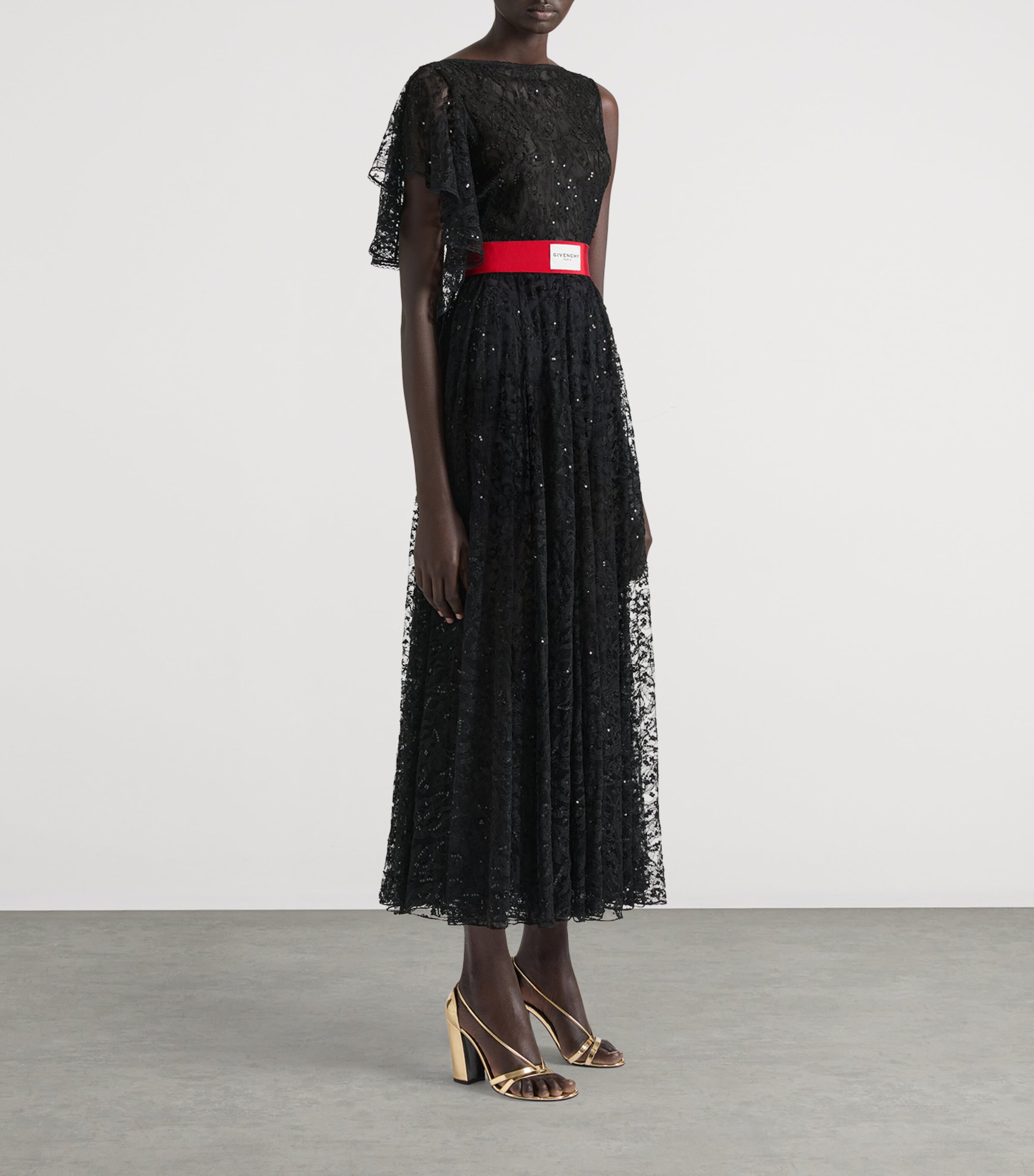 Lace Embroidered Maxi Dress BLACK Image 4