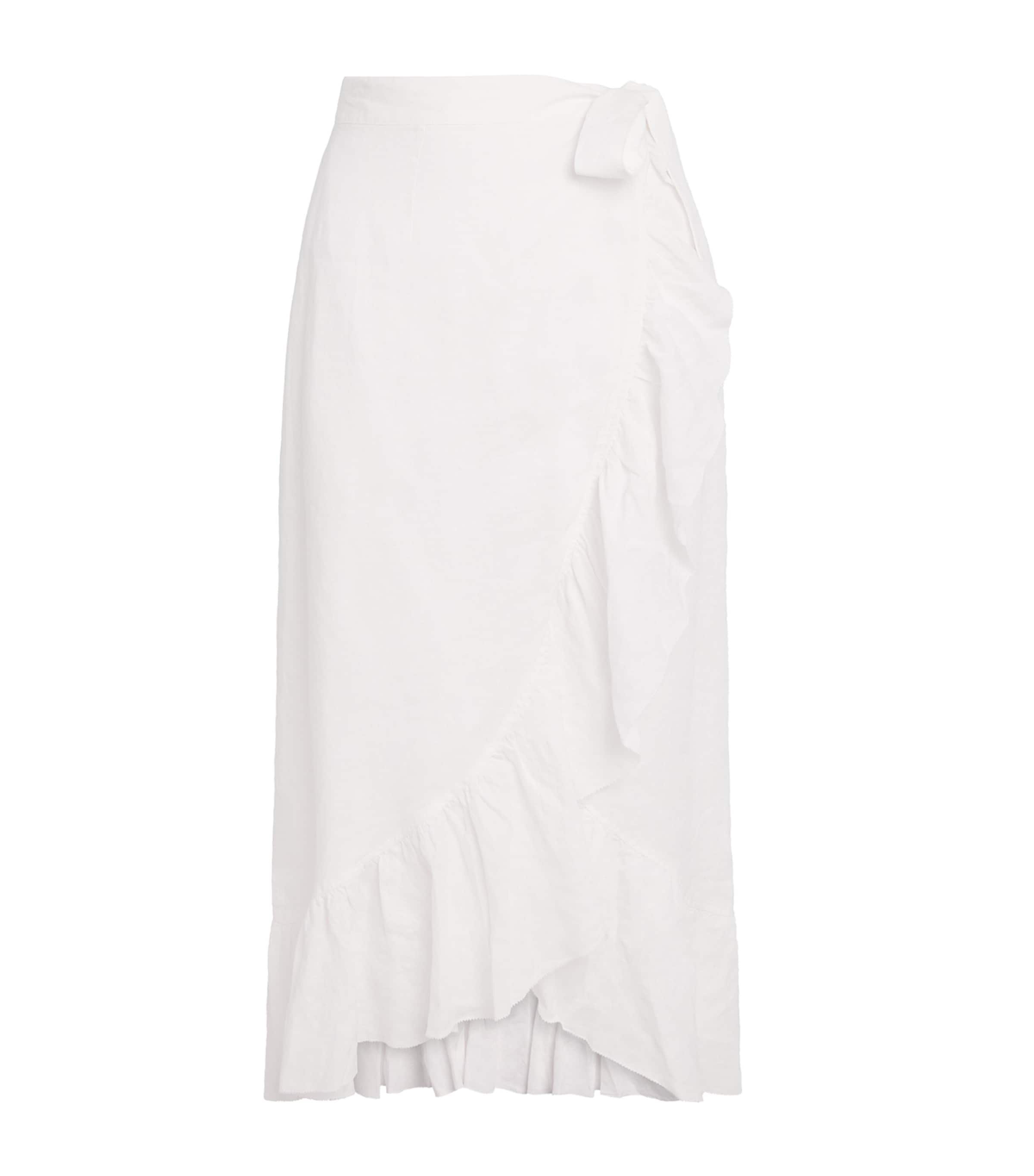 Heidi Klein Womens Linen White Bay Midi Skirt Wht Wht Image 1