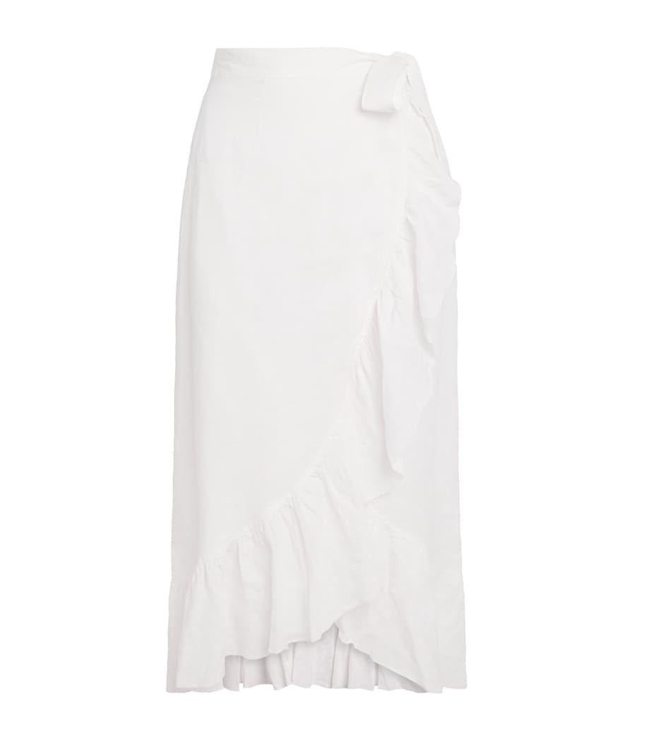 Heidi Klein Womens Linen White Bay Midi Skirt Wht Wht Image 1