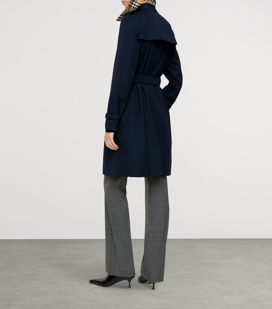 Burberry Womens Gabardine Kensington Heritage Trench Coat Coal Blue Image 6