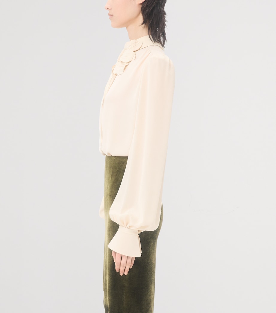 Valentino Womens Silk Floral-Embroidered Blouse Image 3