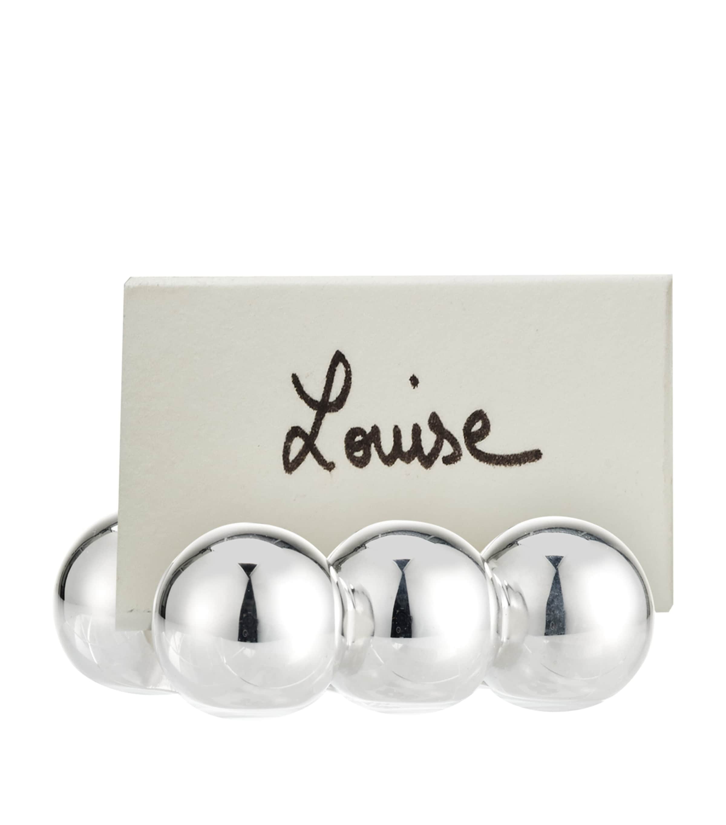 Christofle Set Of 2 Silver-plated Perles Place Card Holders