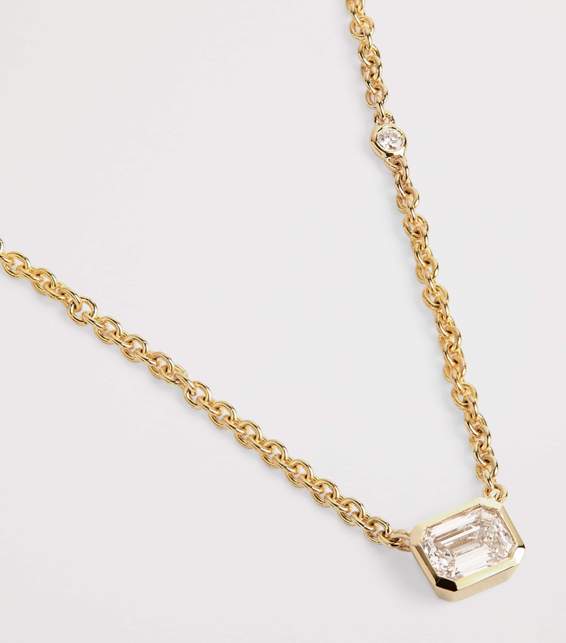 Yellow Gold and Diamond Bezel Necklace YELLOW GOLD Image 4