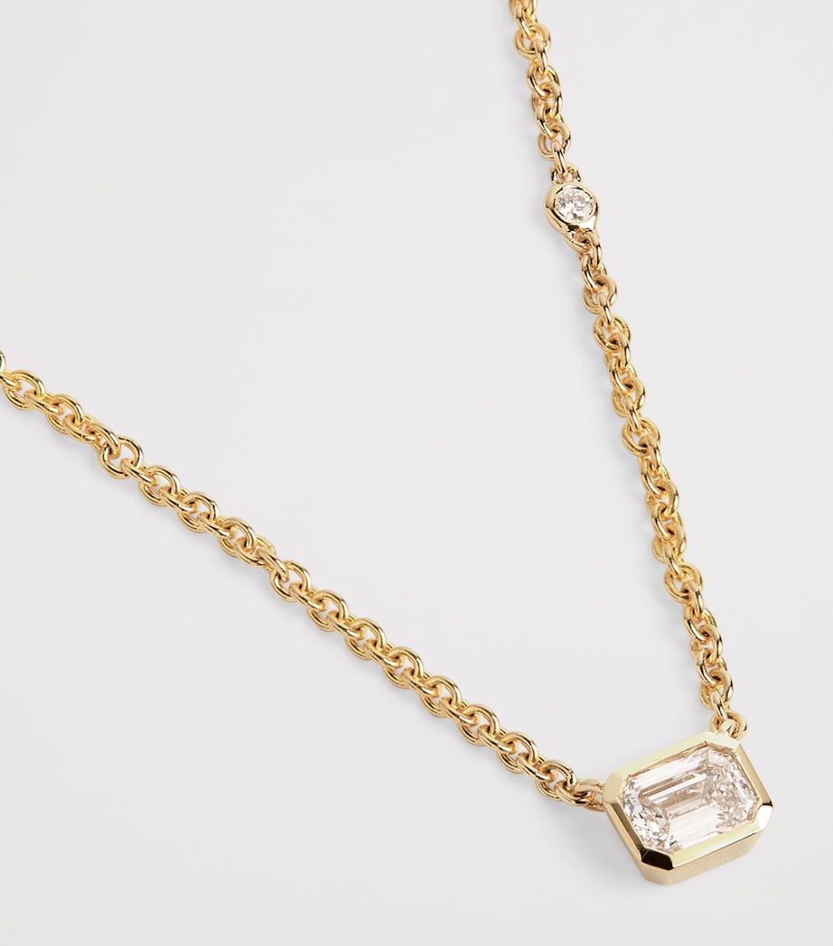 Yellow Gold and Diamond Bezel Necklace YELLOW GOLD Image 4