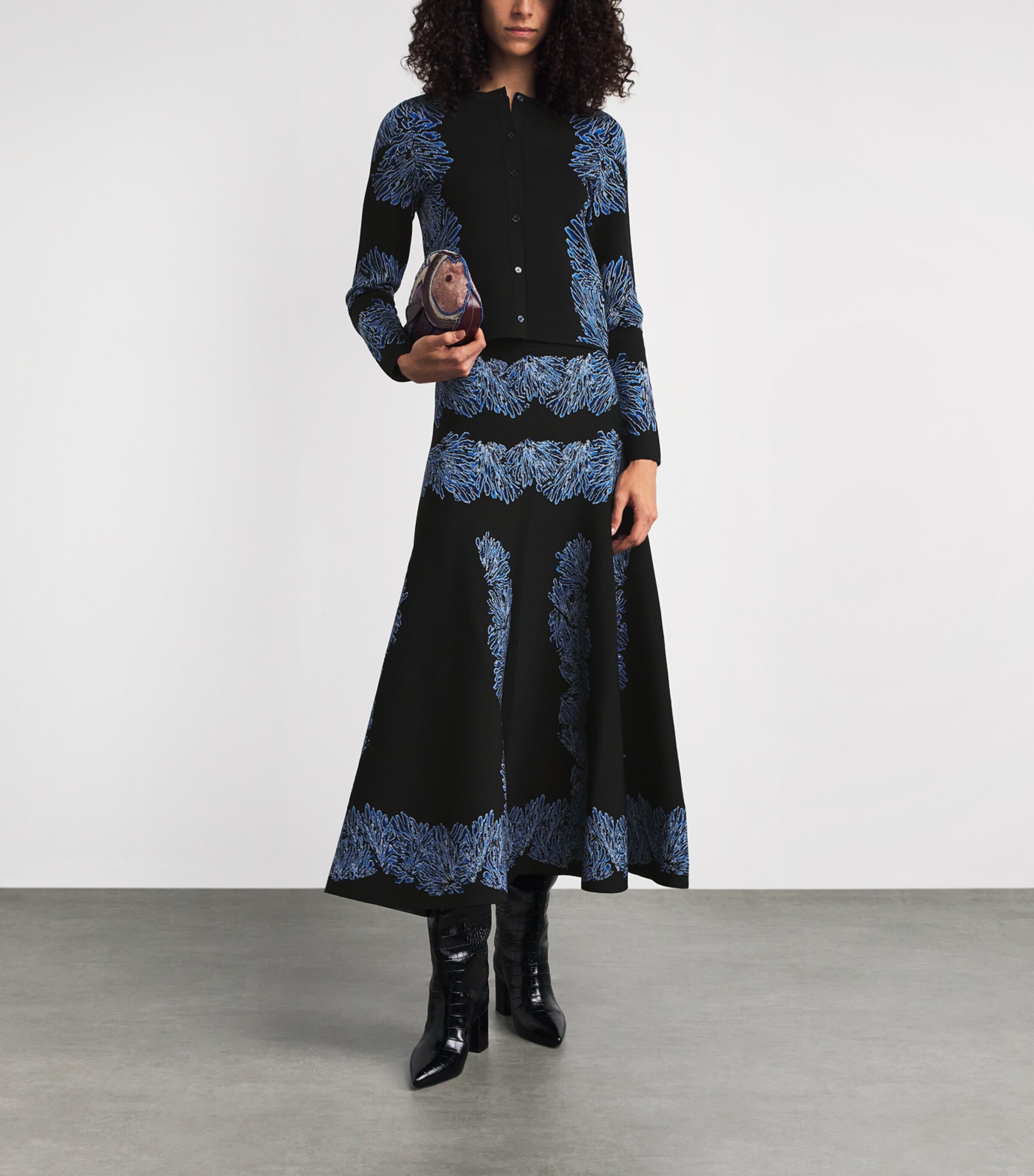 Ulla Johnson Womens Knitted Alessia Maxi Skirt Ocean Image 2