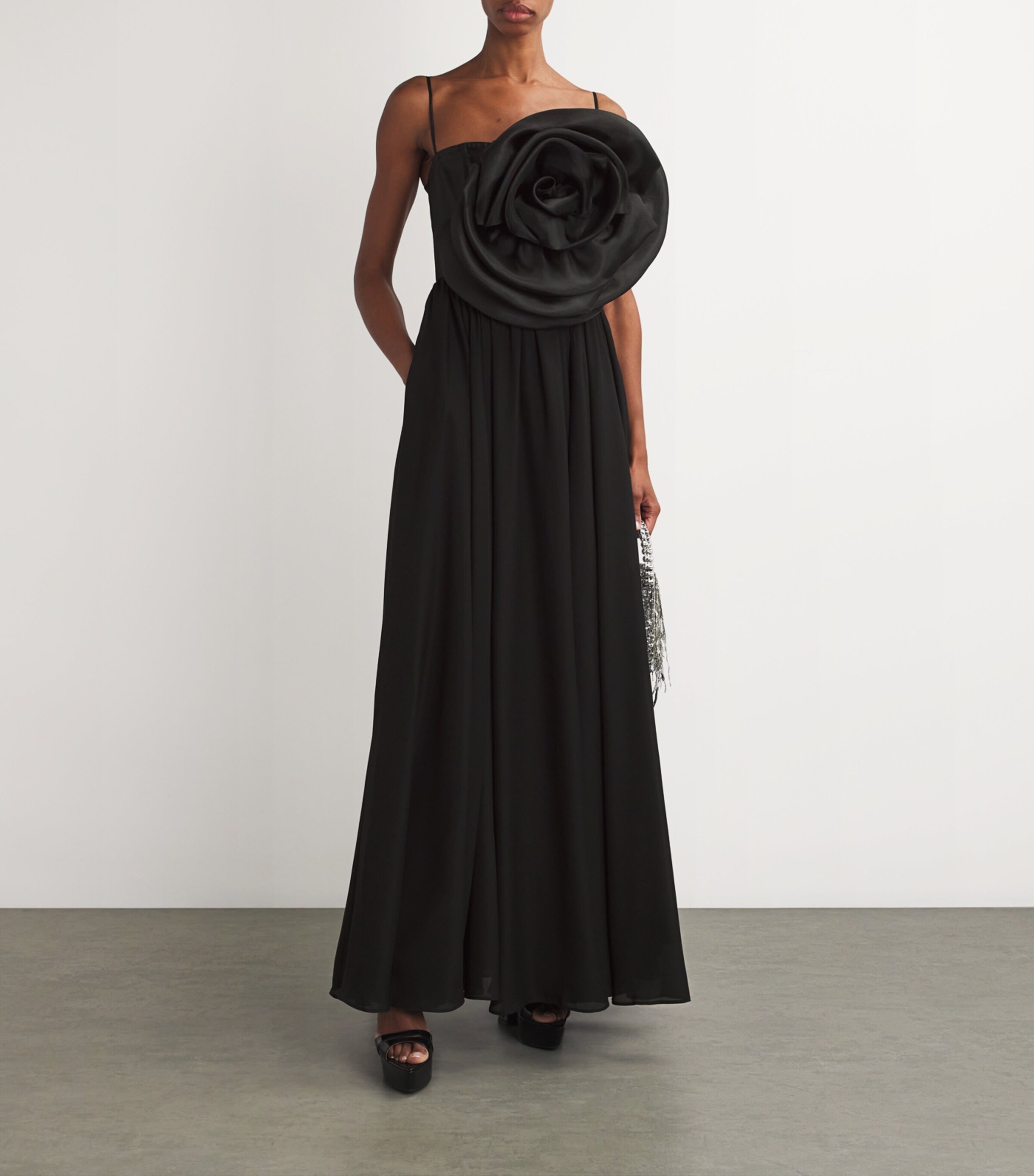 empire waist line dress A-Line Off The Shoulder Black Empire Waist Wedding Guest Dress, Black / XL main image 1