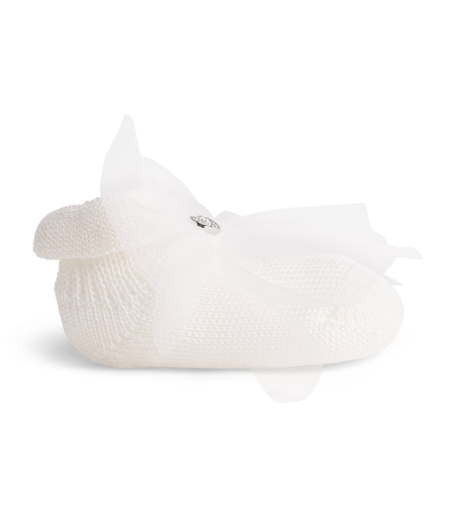 Monnalisa Bow-Detail Socks (0-9 Months) Cream Image 1
