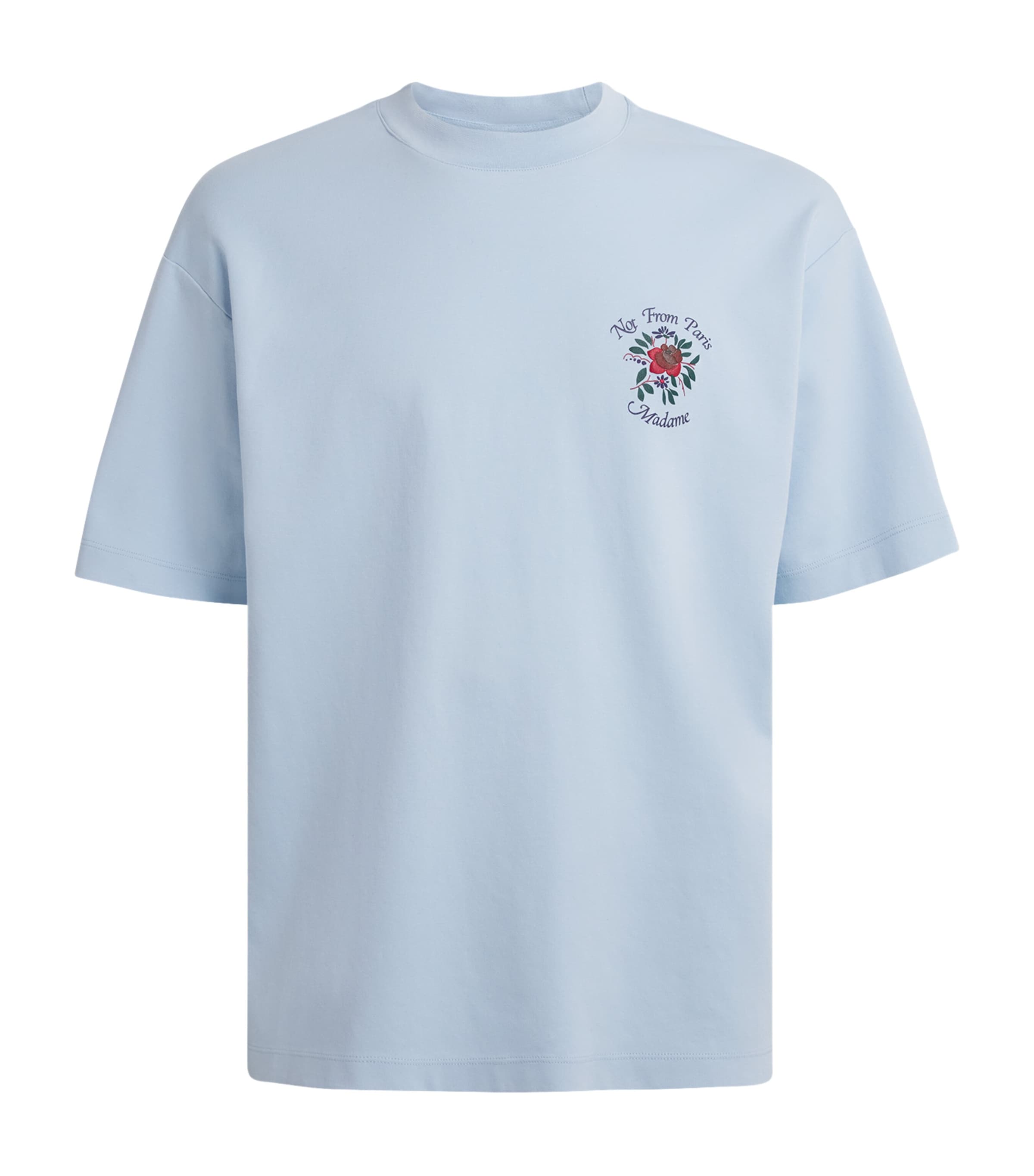Cotton Rose Slogan T-Shirt LIGHT BLUE Image 1