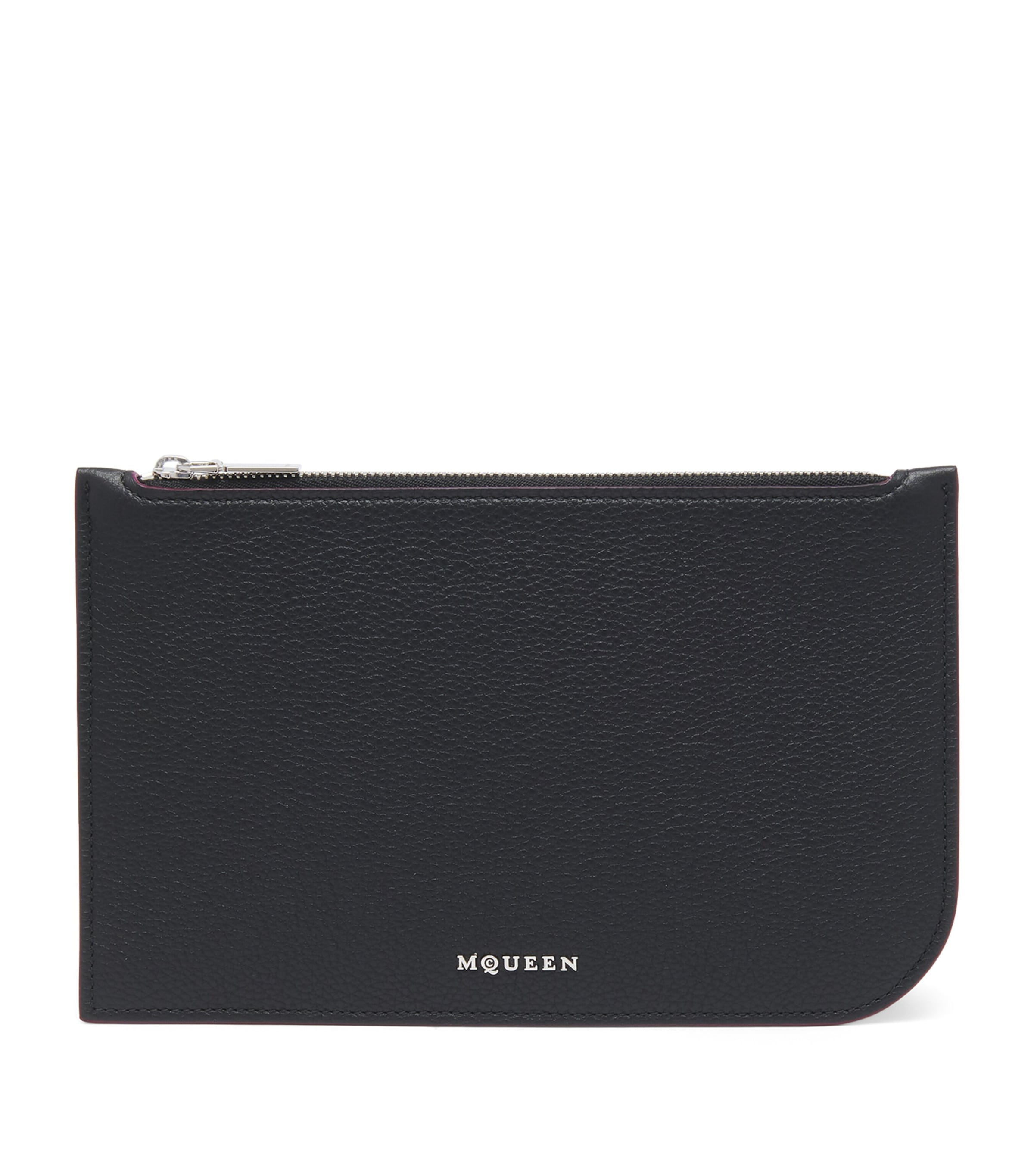 Alexander Mcqueen Leather Zip-up Sling Pouch In Black