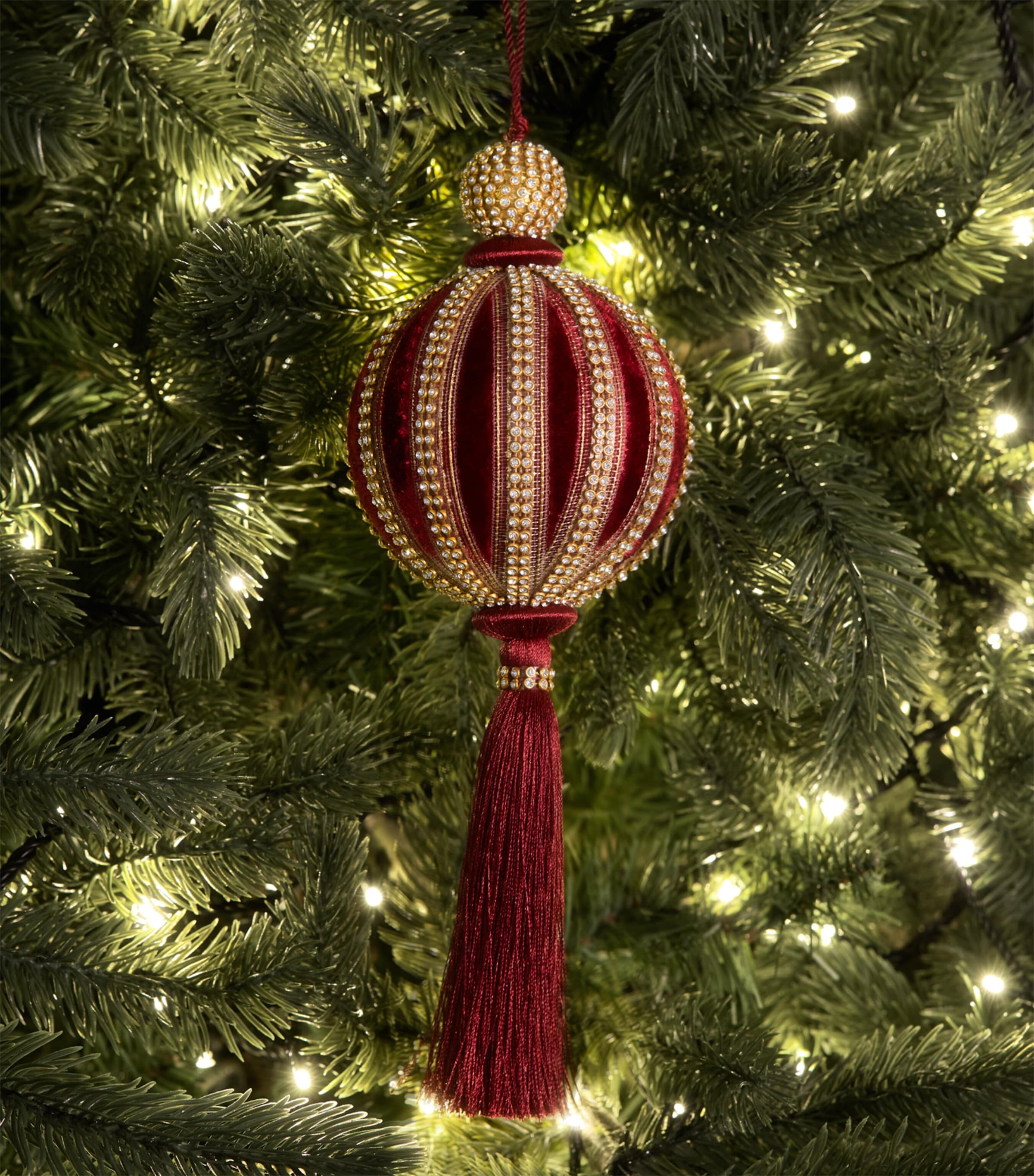 Tinker Tailor Velvet Crystal-Embellished Bauble Burgundy & Gold Image 3