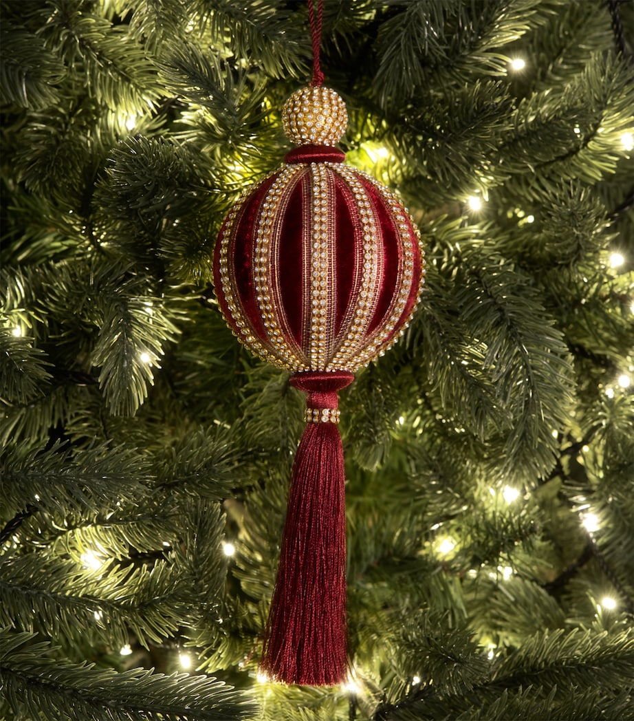 Tinker Tailor Velvet Crystal-Embellished Bauble Burgundy & Gold Image 3