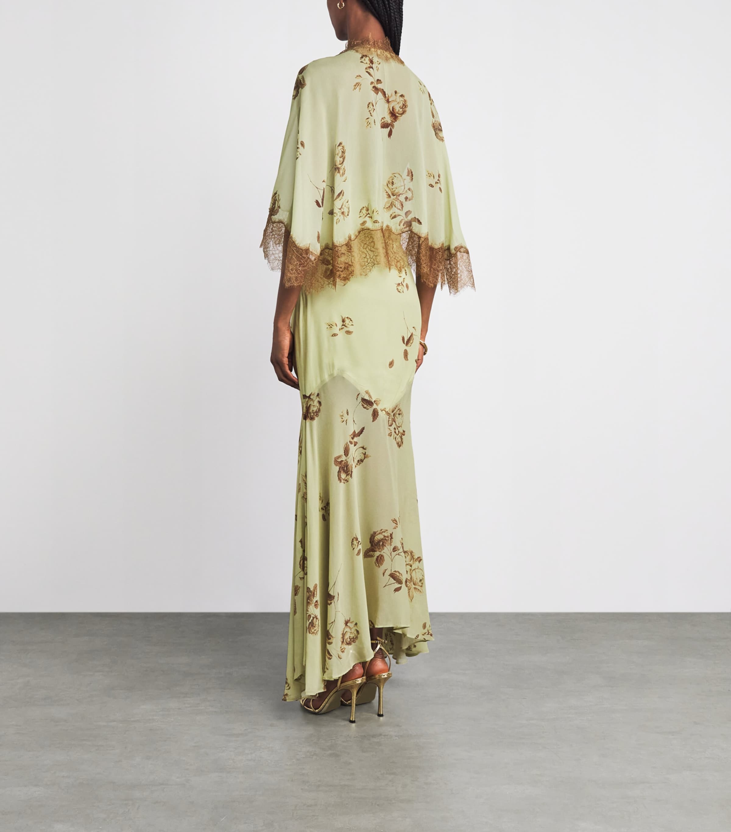 De La Vali Womens Cielo Maxi Dress with Cape Rosa Palo Green Image 4
