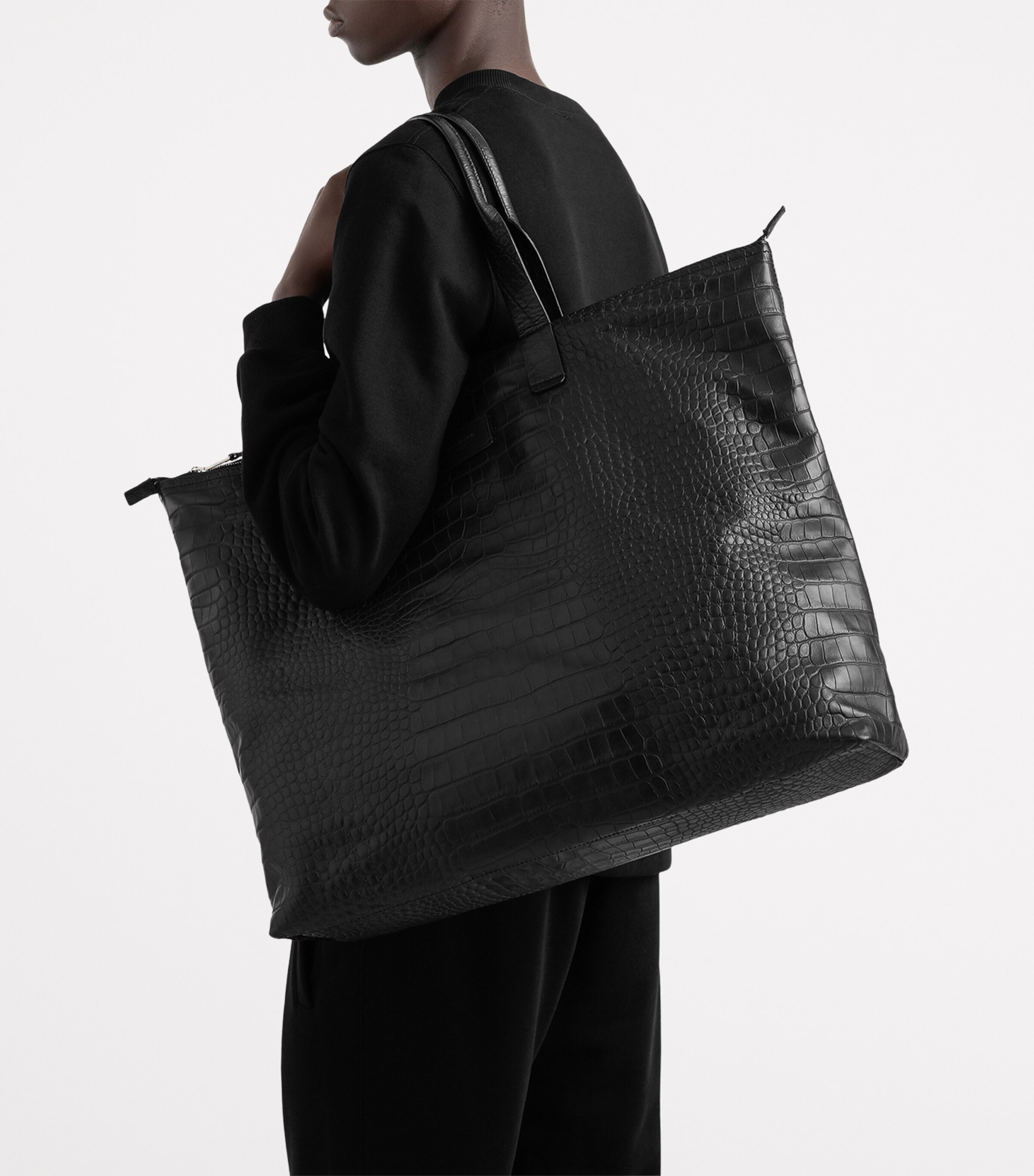 Dolce & Gabbana Large Leather Croc-Embossed Tote Bag