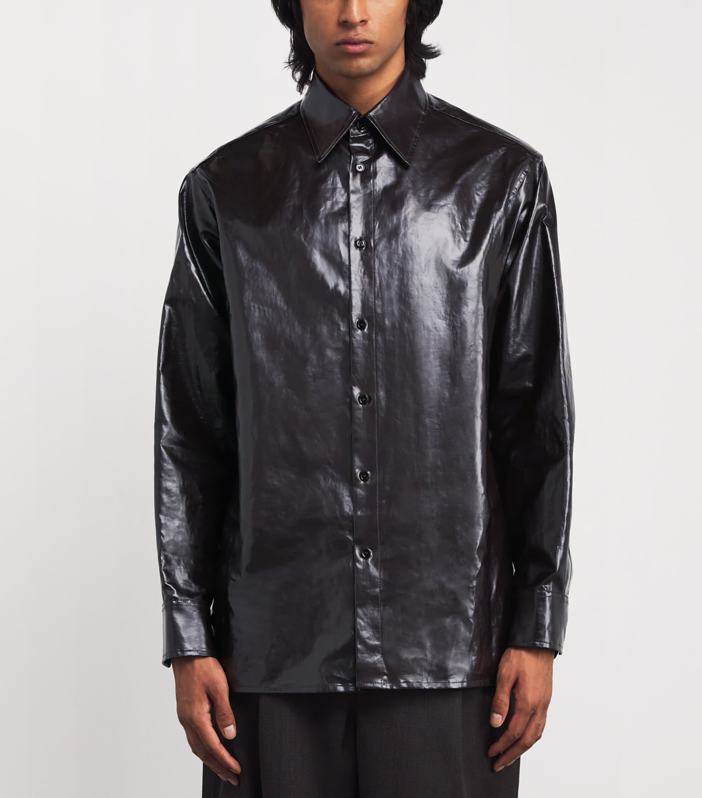Maison Margiela Brown Coated Linen Jacket | Harrods US