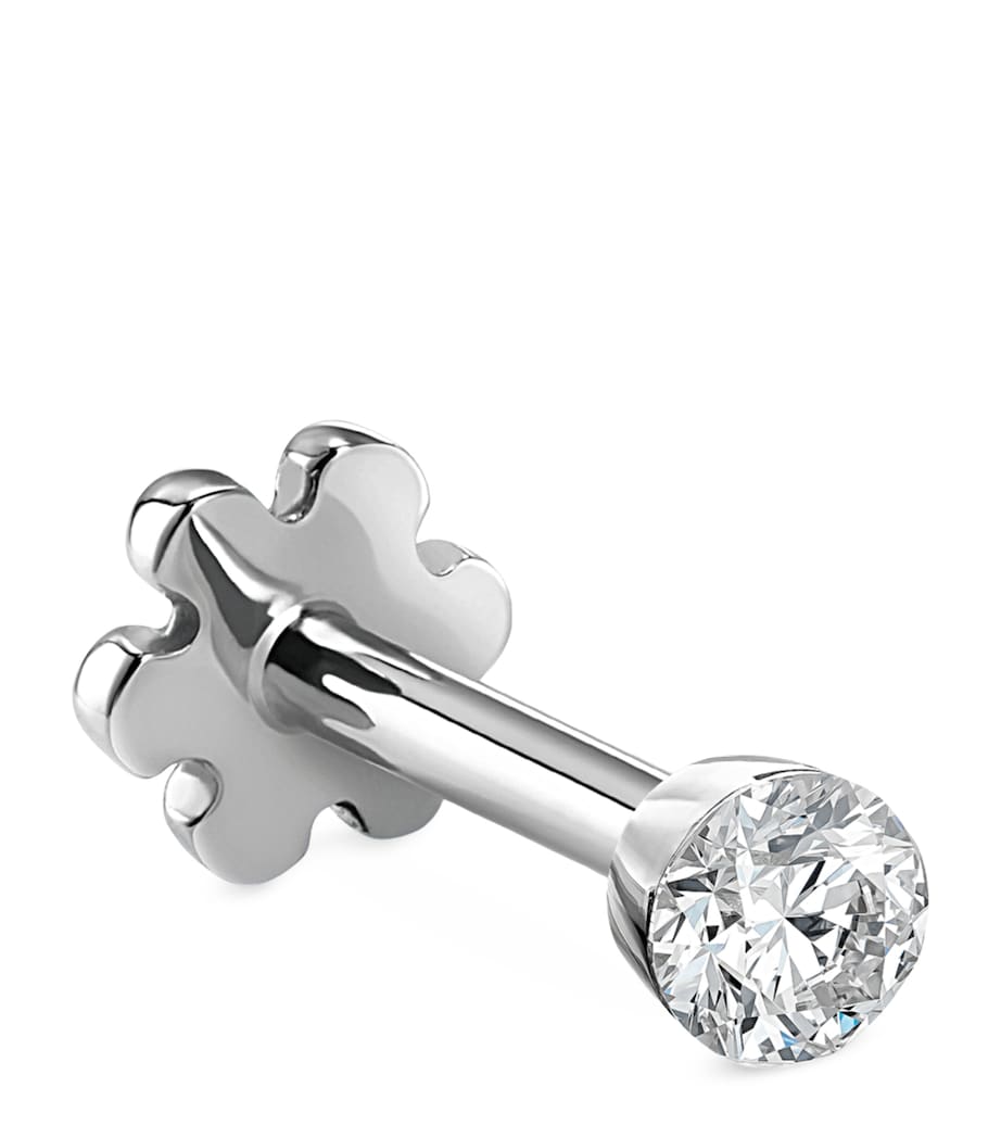 White Gold Invisible Set Diamond Threaded Stud Earring (1.5mm) WHITE GOLD Image 1
