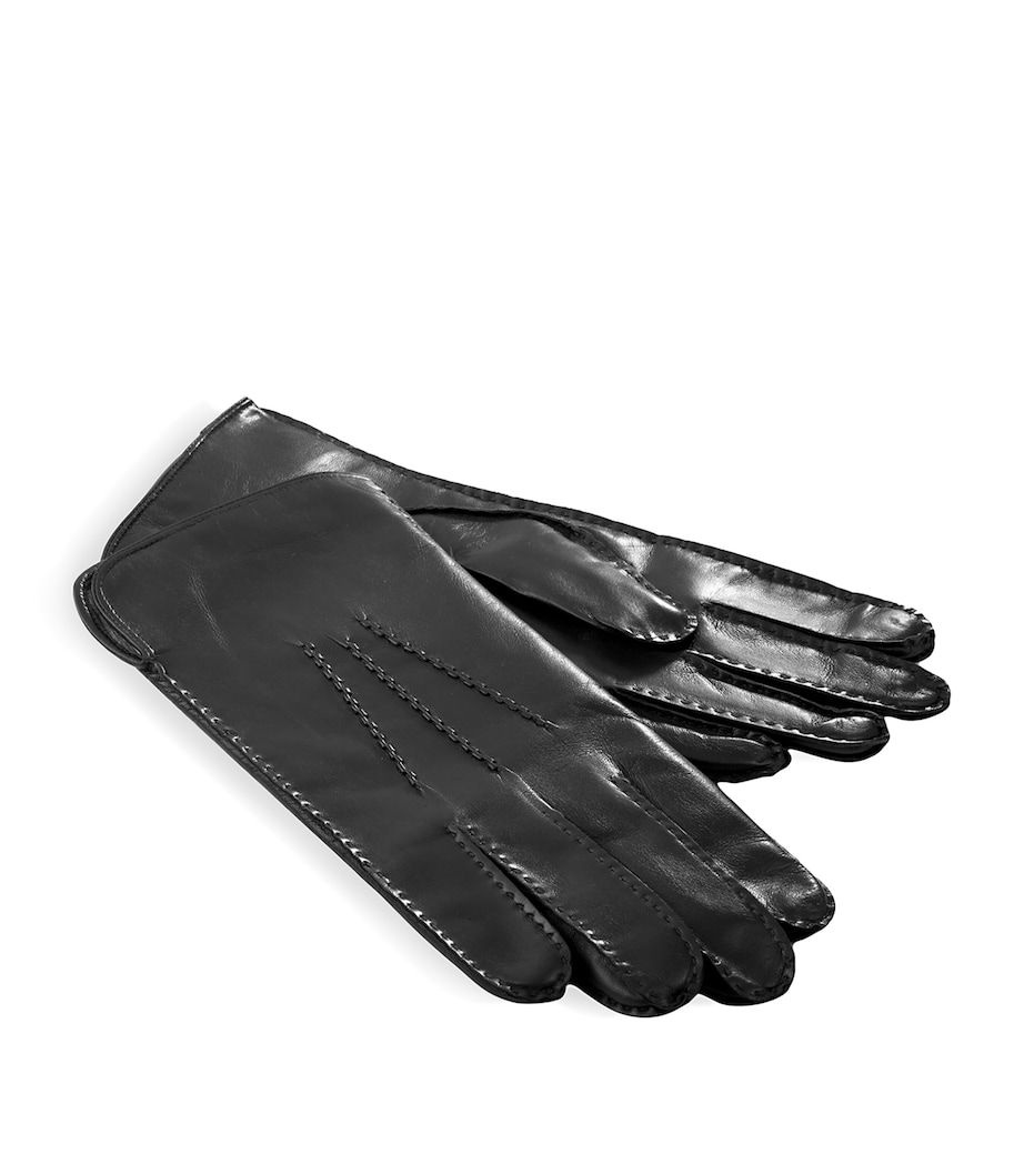 Men's Wool-Cashmere Lined Leather Gloves (Medium) BLACK Image 3