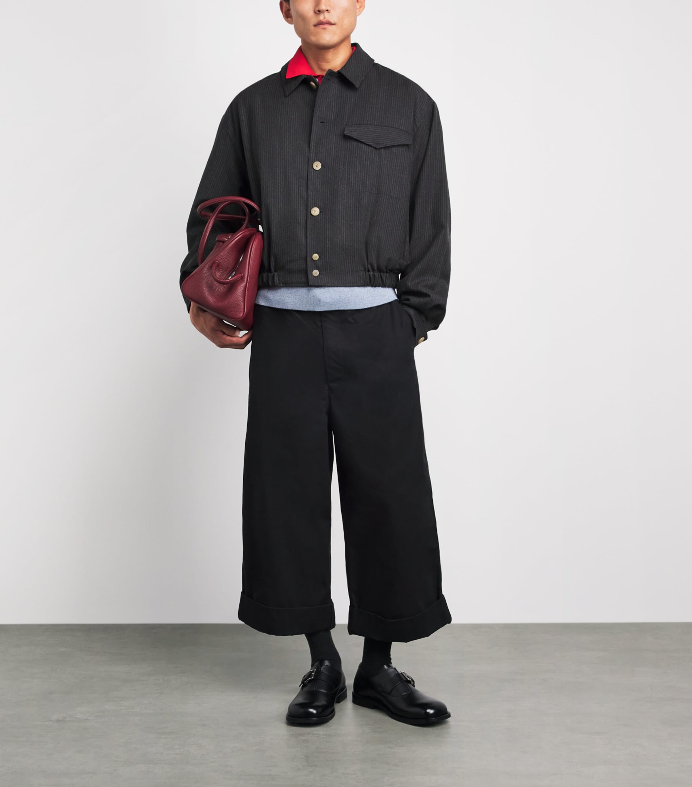 Jacquemus Mens Wool Cubano Overshirt Dark Grey Image 2