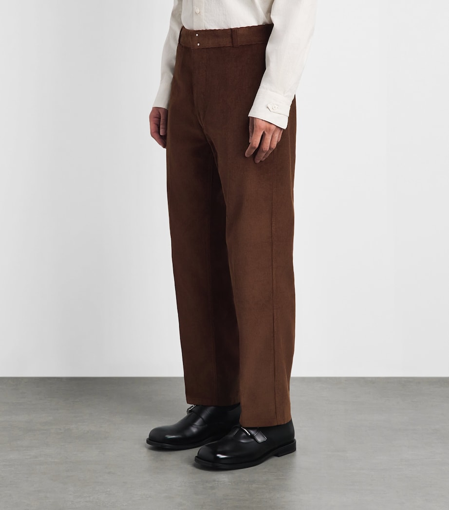 AMI Paris Mens Cotton Corduroy Straight Trousers Marron Chocolat Image 4