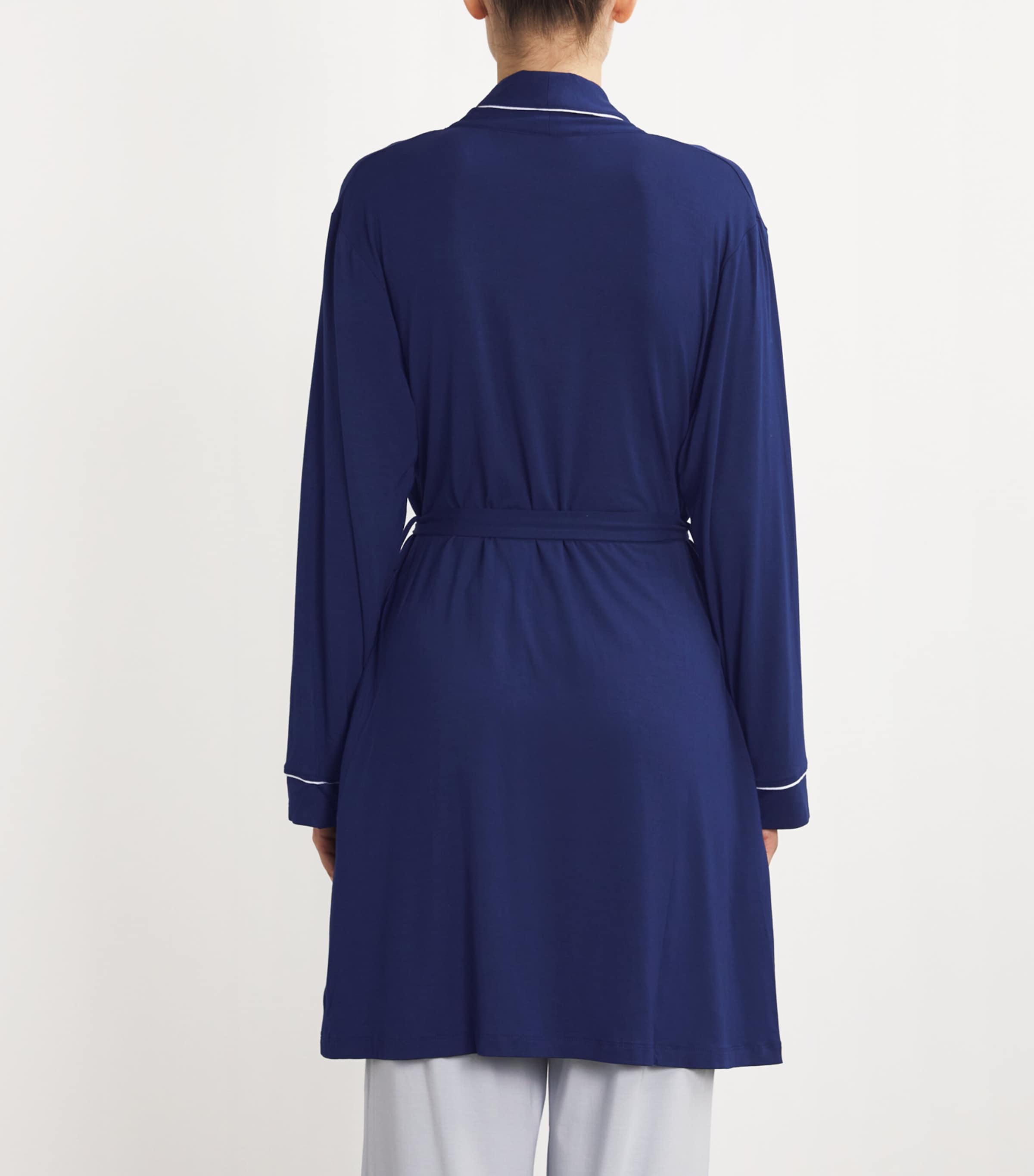 Modal-Blend Gisele Short Robe NAVY/IVORY Image 4