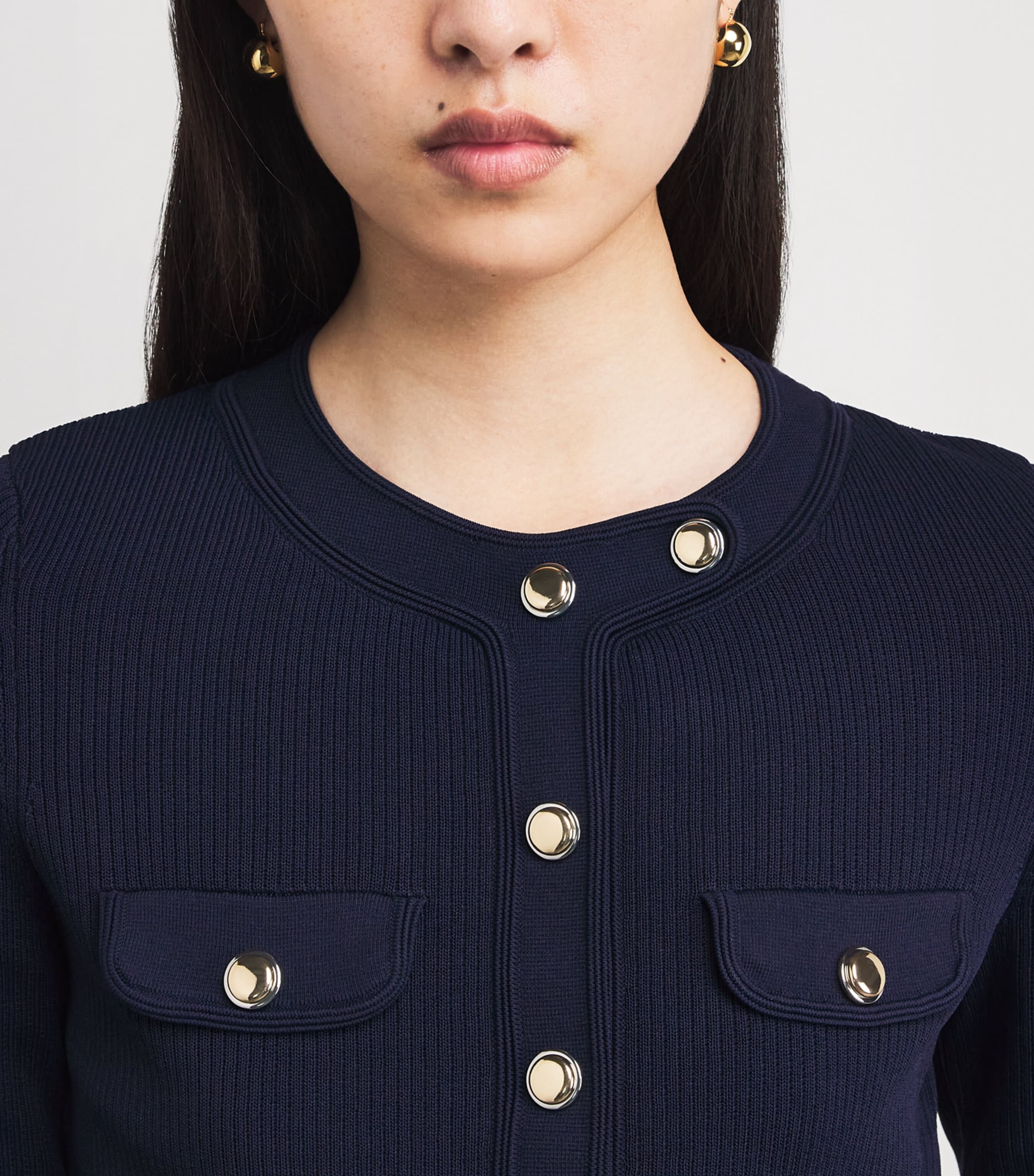 Wool Cropped Cardigan NAVY BLUE Image 6